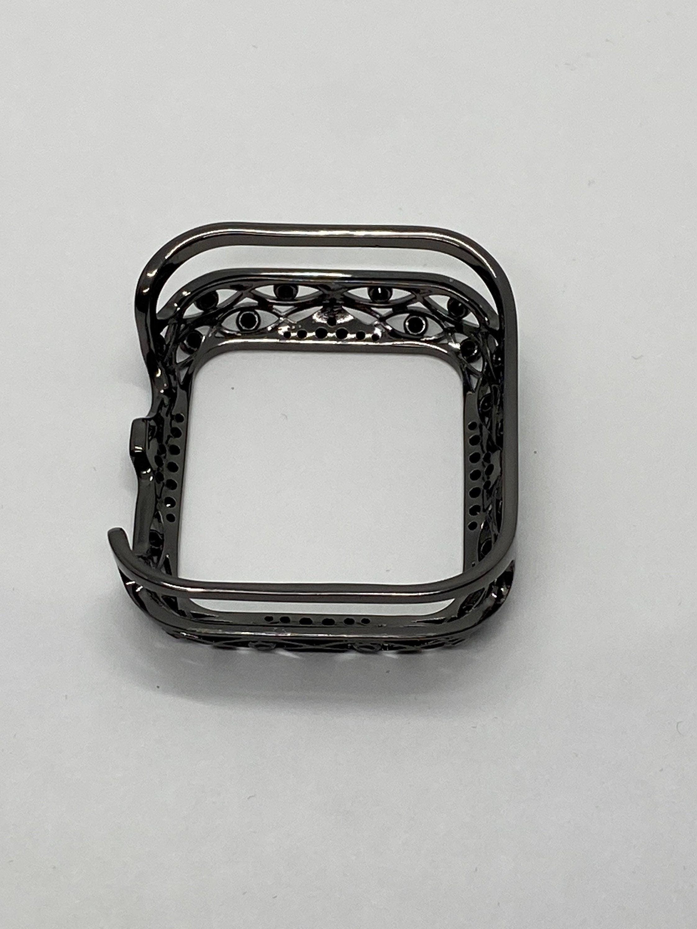 Black on Black Apple Watch Bezel Cover Crystal Rhinestones 38mm 40mm 41mm 42mm 44mm 45mm Series 2-9 SE