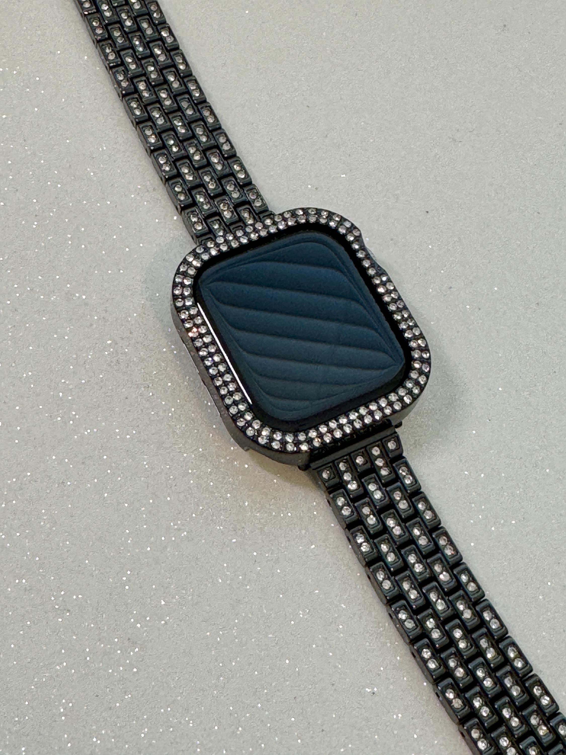 Series 10 Apple Watch Band 42mm 46mm Black Swarovski Crystal & or Apple Watch Cover Rhinestone Iphone Watch Case 38mm-49mm Iwatch Candy