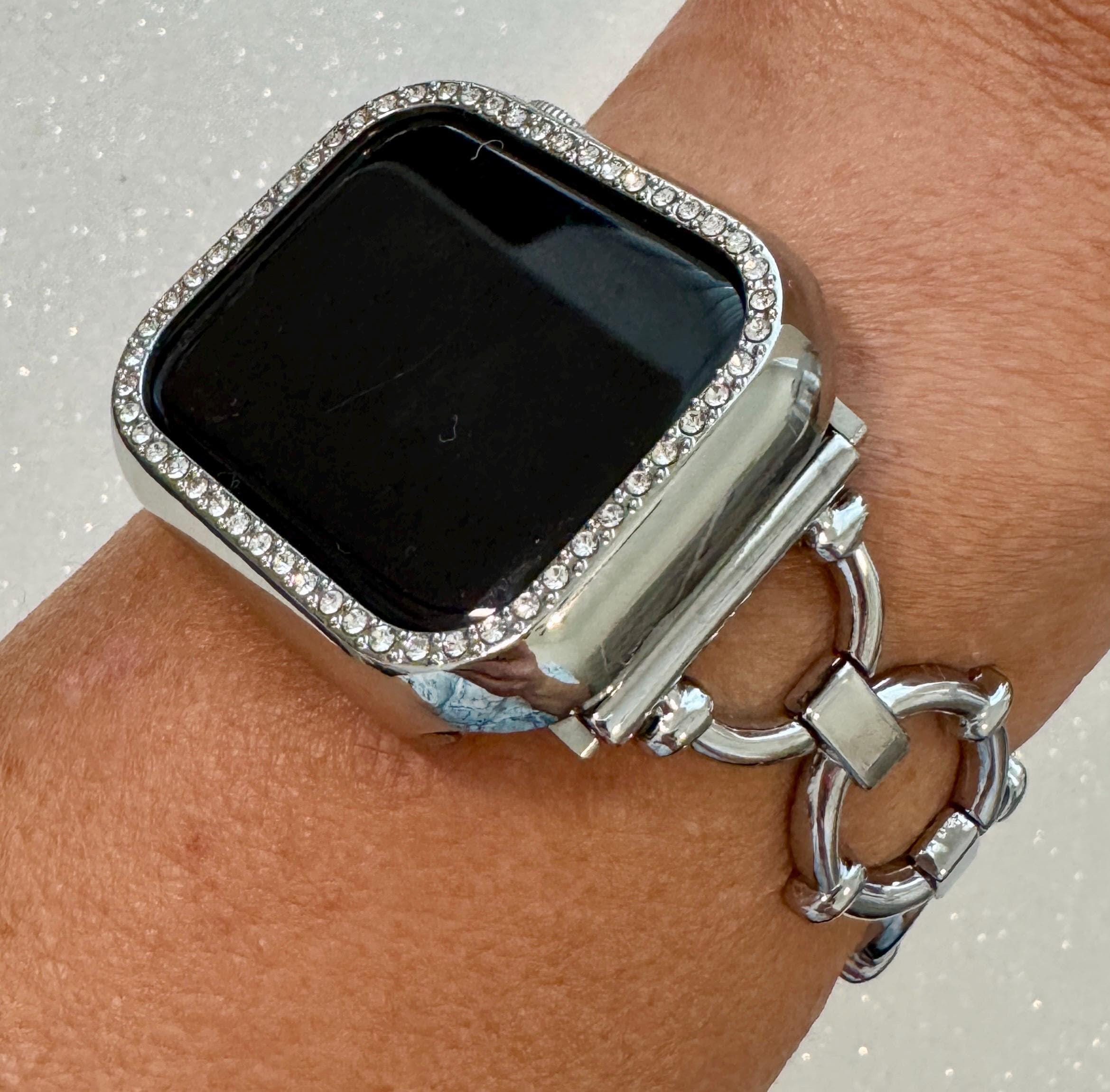 Series 10 Apple Watch Band 42mm 46mm 49mm White Gold & or Silver Swarovski Crystal Apple Watch Case for IWatch Protective Iwatch Cover Bling