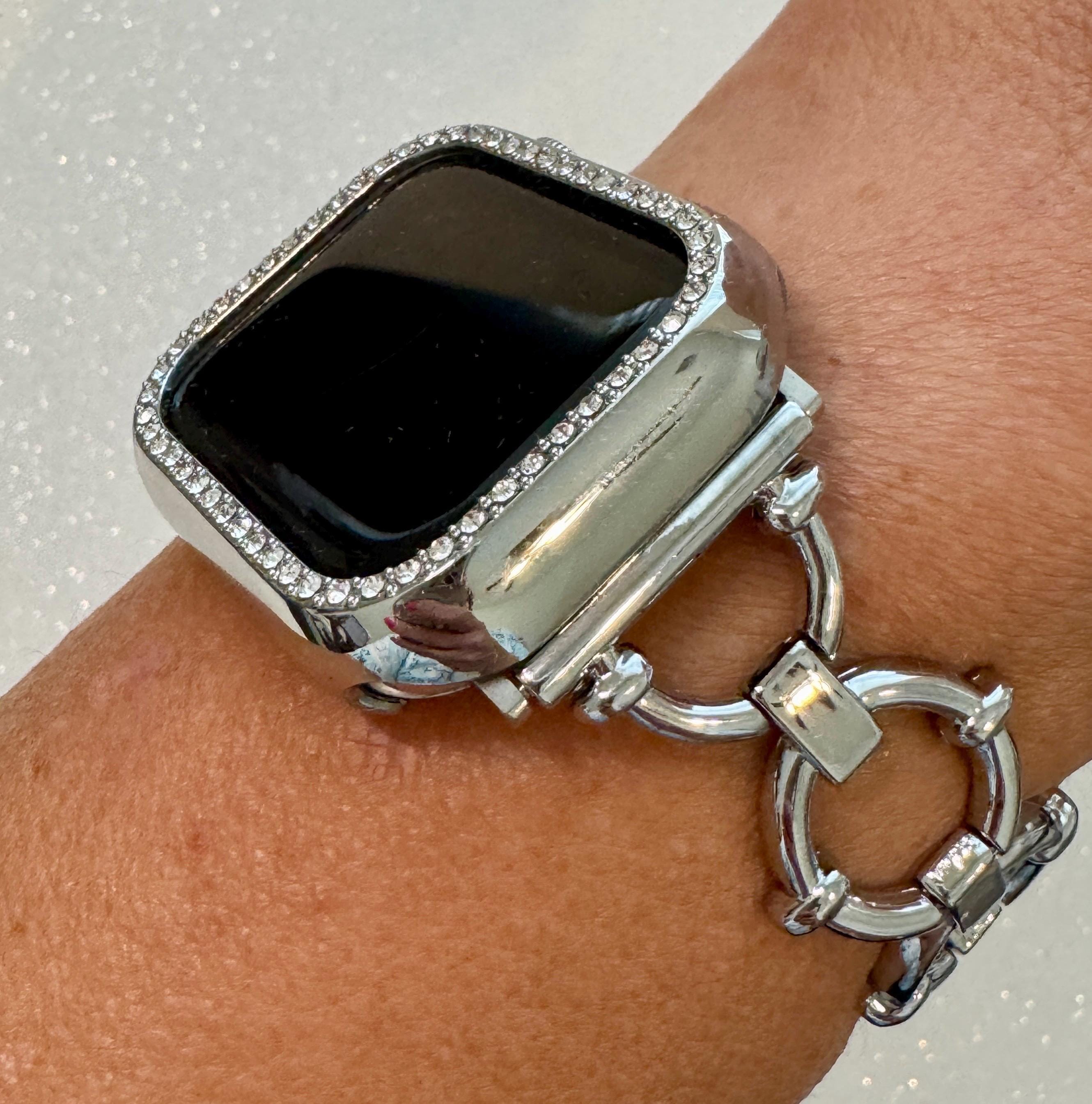 Series 10 Apple Watch Band 42mm 46mm 49mm White Gold & or Silver Swarovski Crystal Apple Watch Case for IWatch Protective Iwatch Cover Bling