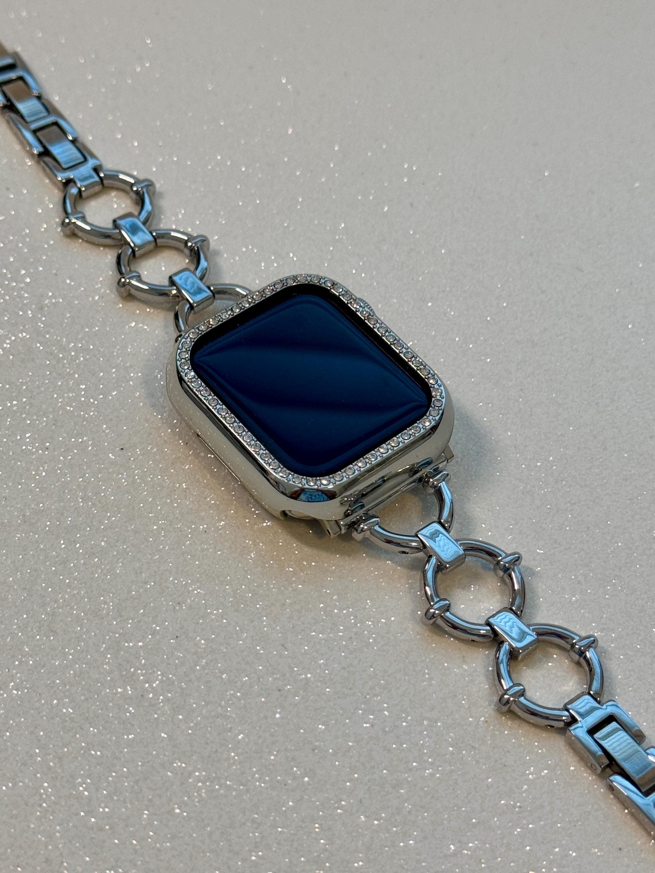 Series 10 Apple Watch Band 42mm 46mm 49mm White Gold & or Silver Swarovski Crystal Apple Watch Case for IWatch Protective Iwatch Cover Bling