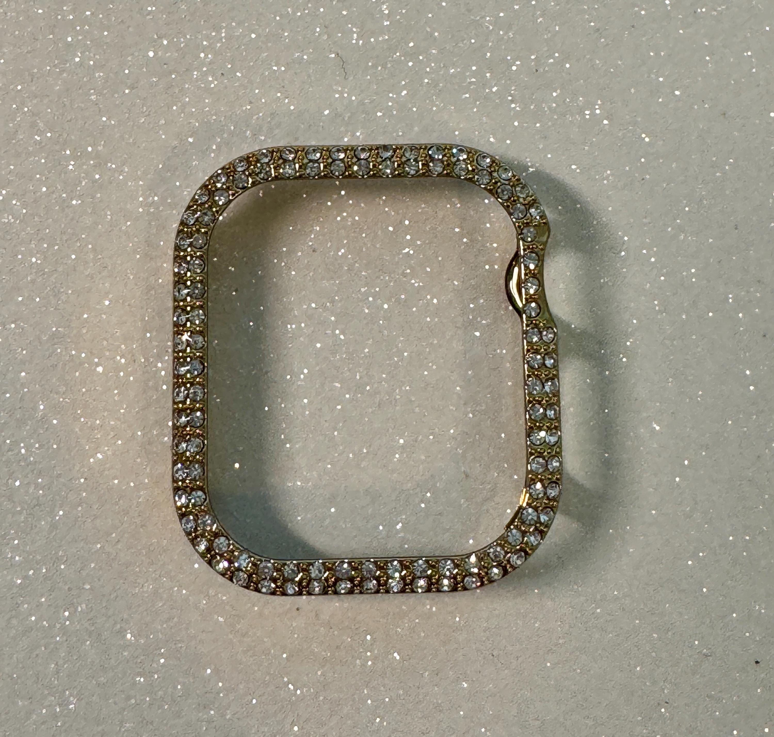 Apple Watch Band 42mm 46mm Series 10 Gold Stainless Steel & or Apple Watch Cover Swarovski Crystal Protective Iphone Watch Case Iwatch Candy