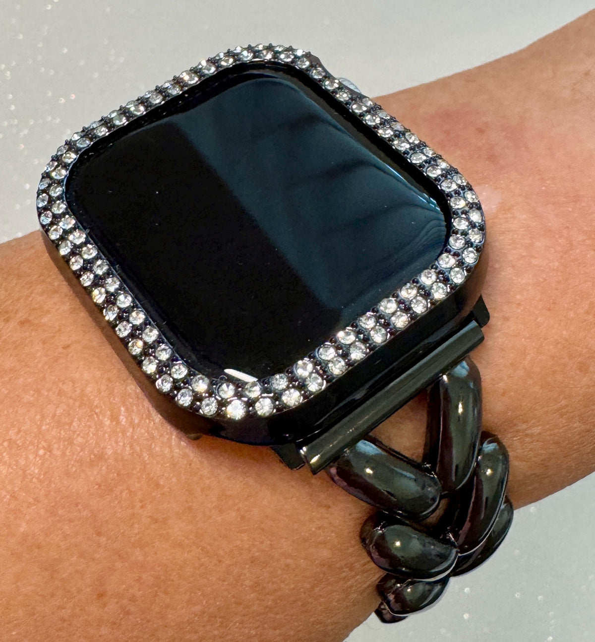 Series 10 Apple Watch Band 42mm 46mm Black Chevron Design & or Swarovski Crystal Apple Watch Cover Iphone Watch Case 38mm-49mm Iwatch Candy