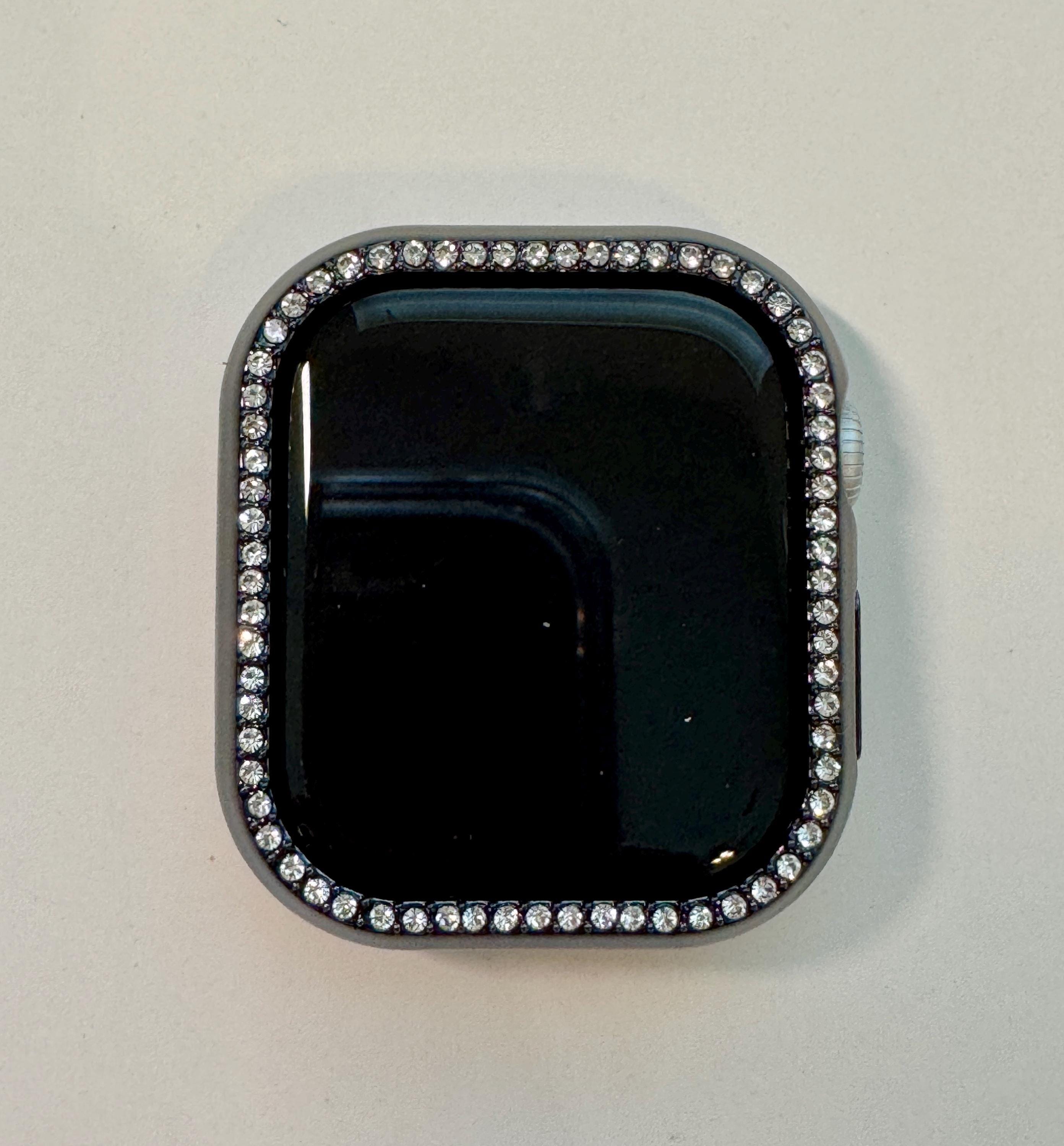 Black Apple Watch Case 42mm 46mm Series 10 Swarovski Crystals Apple Watch Cover 41mm 45mm 49mm Ultra Iphone Watch Protective Bumper Bling