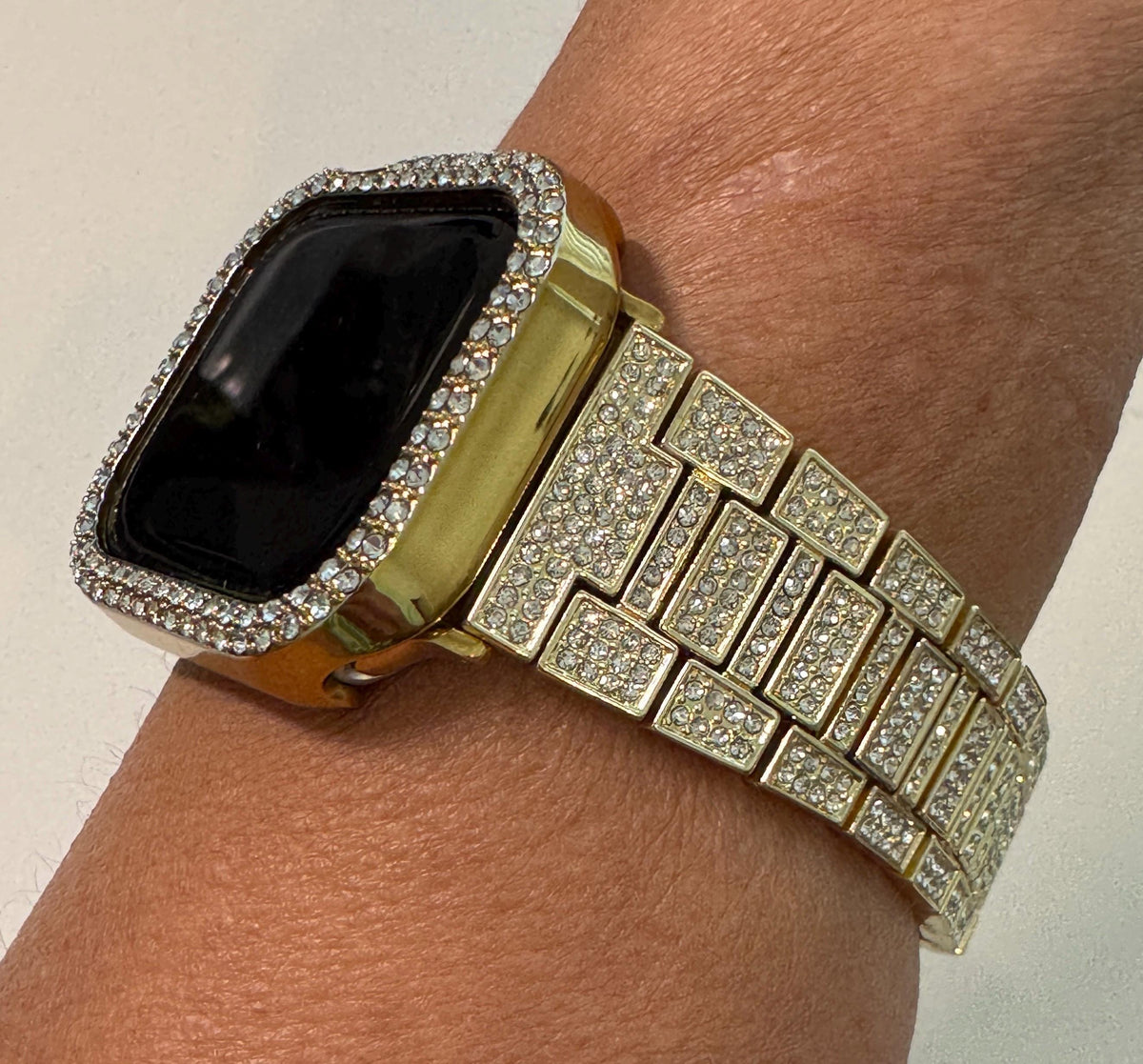 Series 10 Apple Watch Band Gold Swarovski Crystal & or Apple Watch Case Rhinestone Protective Apple Watch Face Iphone Watch 38-49mm Iwatch
