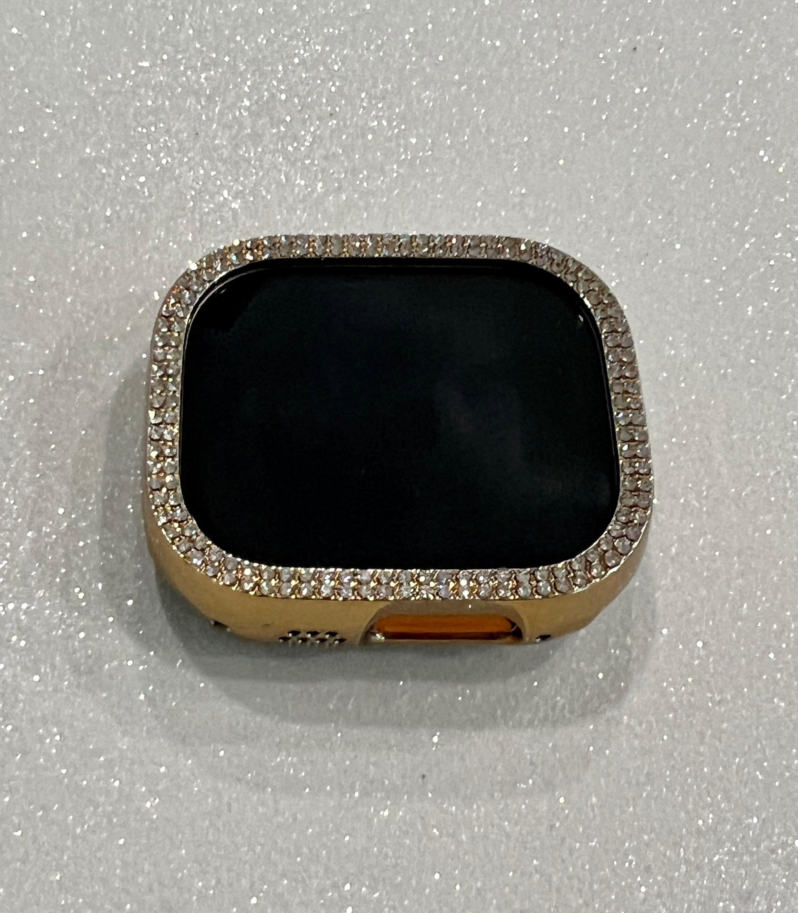 Series 10 Apple Watch Band Gold Swarovski Crystal Bracelet 38mm-49mm & or Apple Watch Cover Iphone Watch Case Protective Bumper