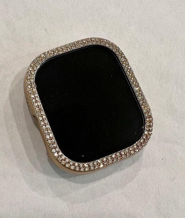 Designer Ultra 49mm Gold Apple Watch Cover Swarovski Crystals in a Protective Bumper Style Hard Frame also sizes 38mm-45mm Iwatch Candy Bling