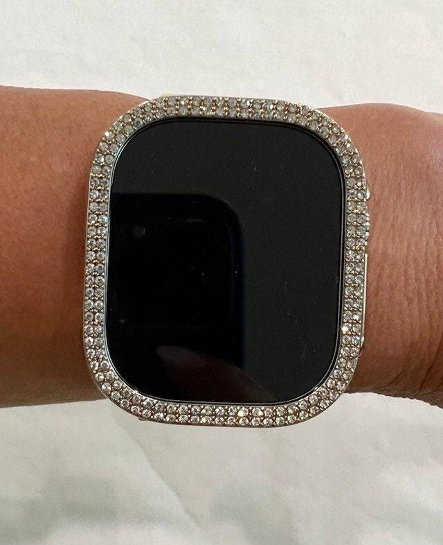 Series 10 Apple Watch Case 42mm 46mm Gold Metallic Bezel Swarovski Crystals Apple Watch Cover for Iphone Watch 38mm-49mm Iwatch Candy Bling
