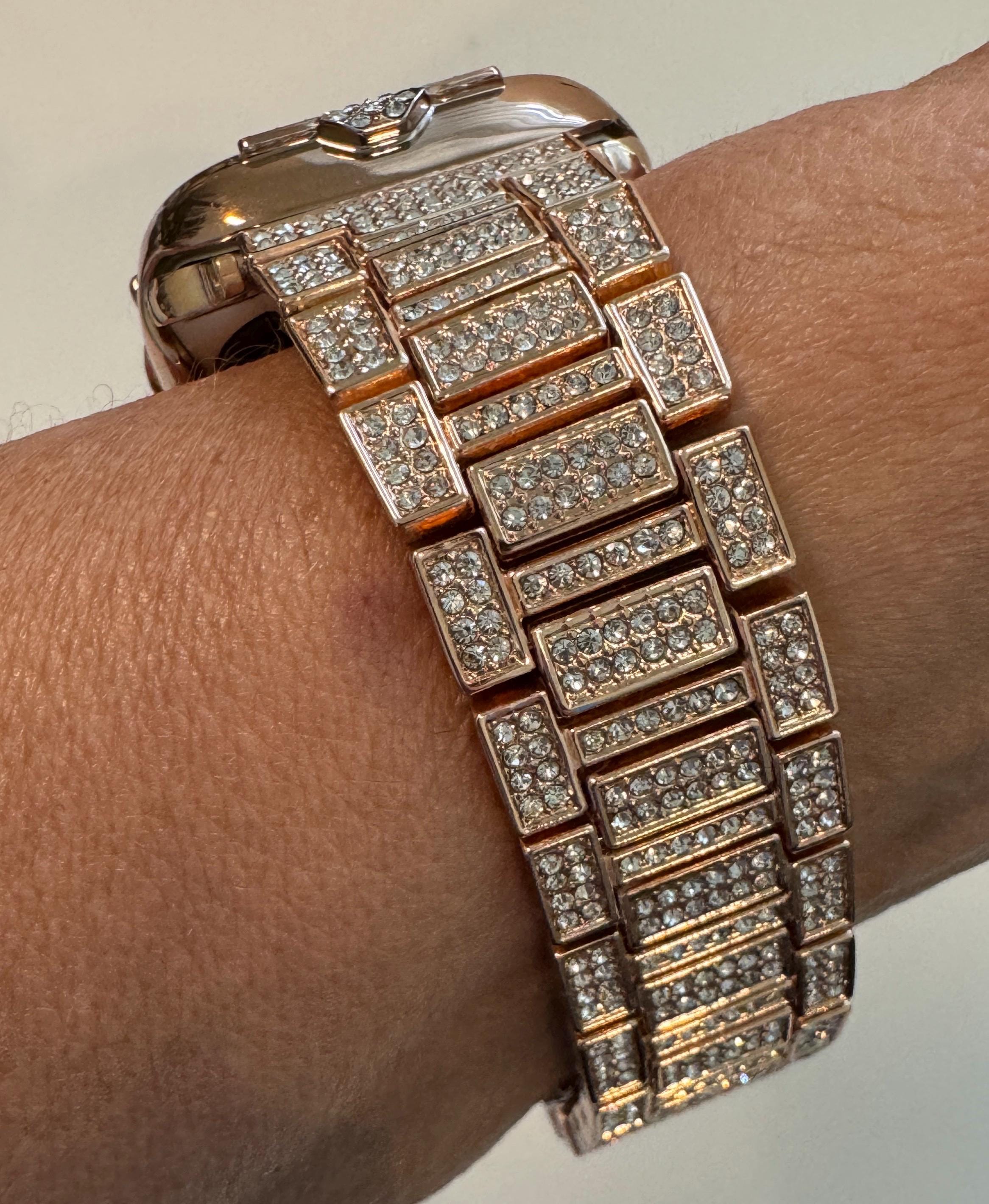 Rose Gold Apple Watch Band 41mm Swarovski Crystal Bracelet 41mm 45mm Minimalist & or Apple Watch Case 14kgp Iphone Watch Cover 40mm 44mm
