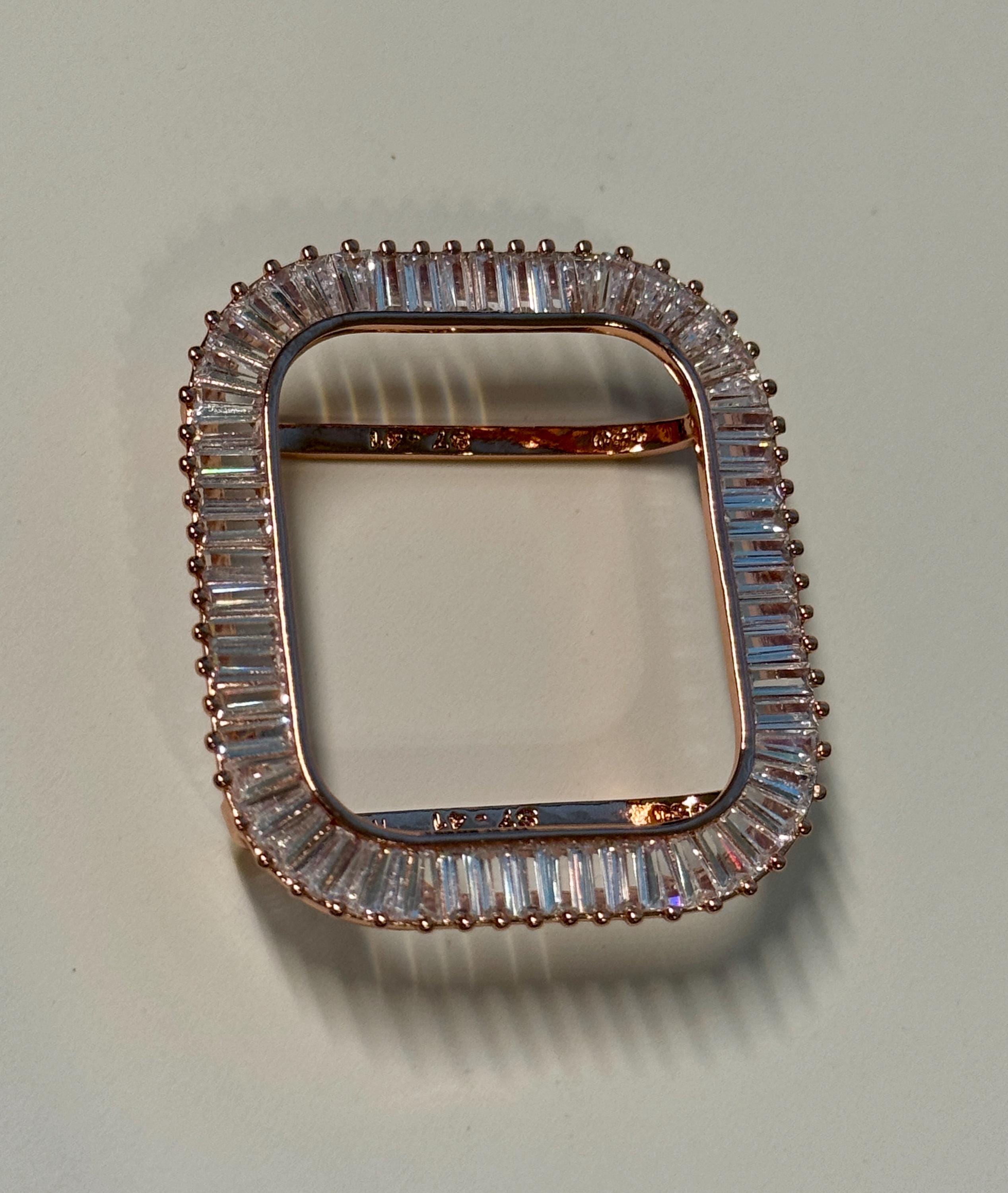 Apple Watch Band Womens Bracelet Swarovski Crystal 14k Rose Gold PL & or Apple Watch Case Lab Diamond Bezel for Iphone Watch 38mm-45mm Bling