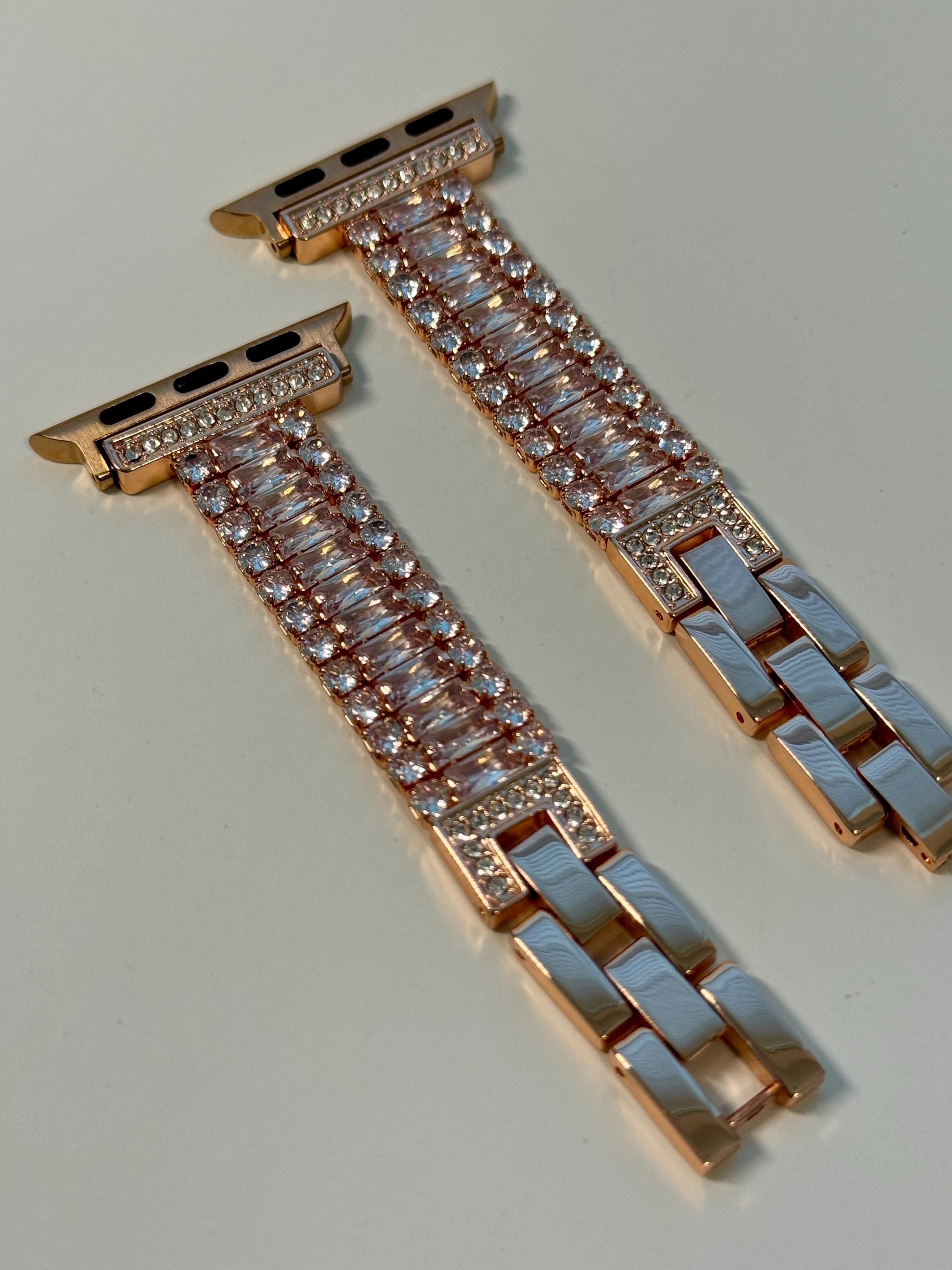 Apple Watch Band Series 10 42mm 46mm Rose Gold Swarovski Crystals - Iwatch Band Straps 44mm 45mm 49mm Ultra - Apple Watch Bracelet Bling