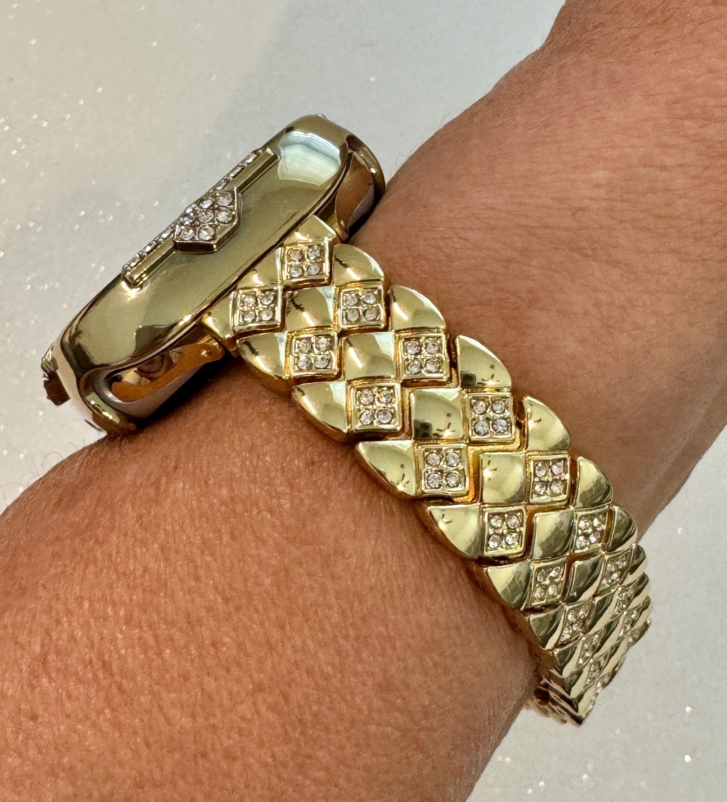 Yellow Gold Apple Watch Band Womens Bracelet Swarovski Crystals & or Apple Watch Case Crystal Iphone Watch Cover Tempered Glass Iwatch Candy