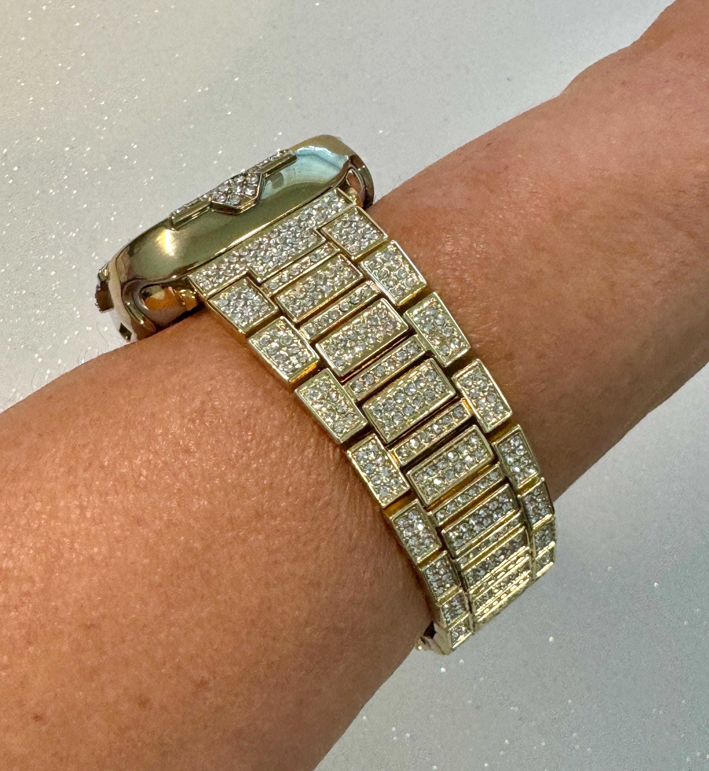 Gold Apple Watch Band Womens Bracelet 41mm 45mm Swarovski Crystals & or Apple Watch Case Crystal 40mm 44mm Cover Screen Protector Bling