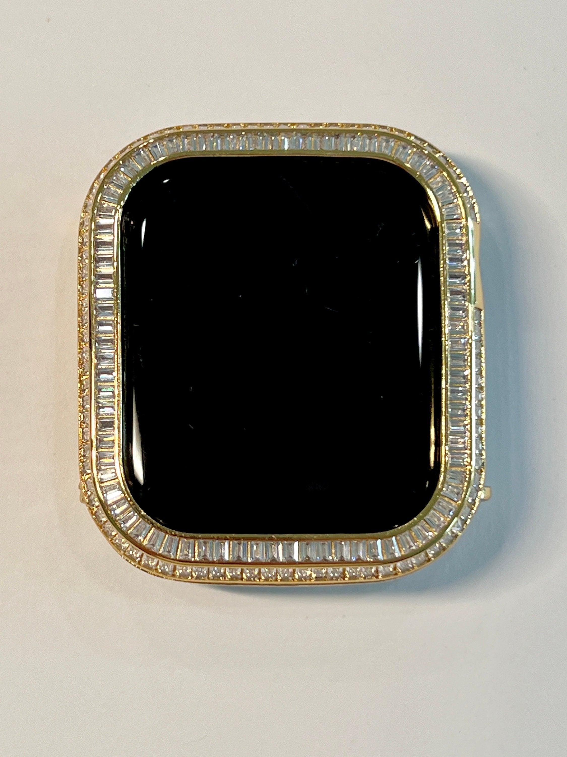 Luxury Apple Watch Band Womens Mens Gold Crystal & or Apple Watch Case Baguette Lab Diamond Bezel Apple Watch Cover Iwatch Candy