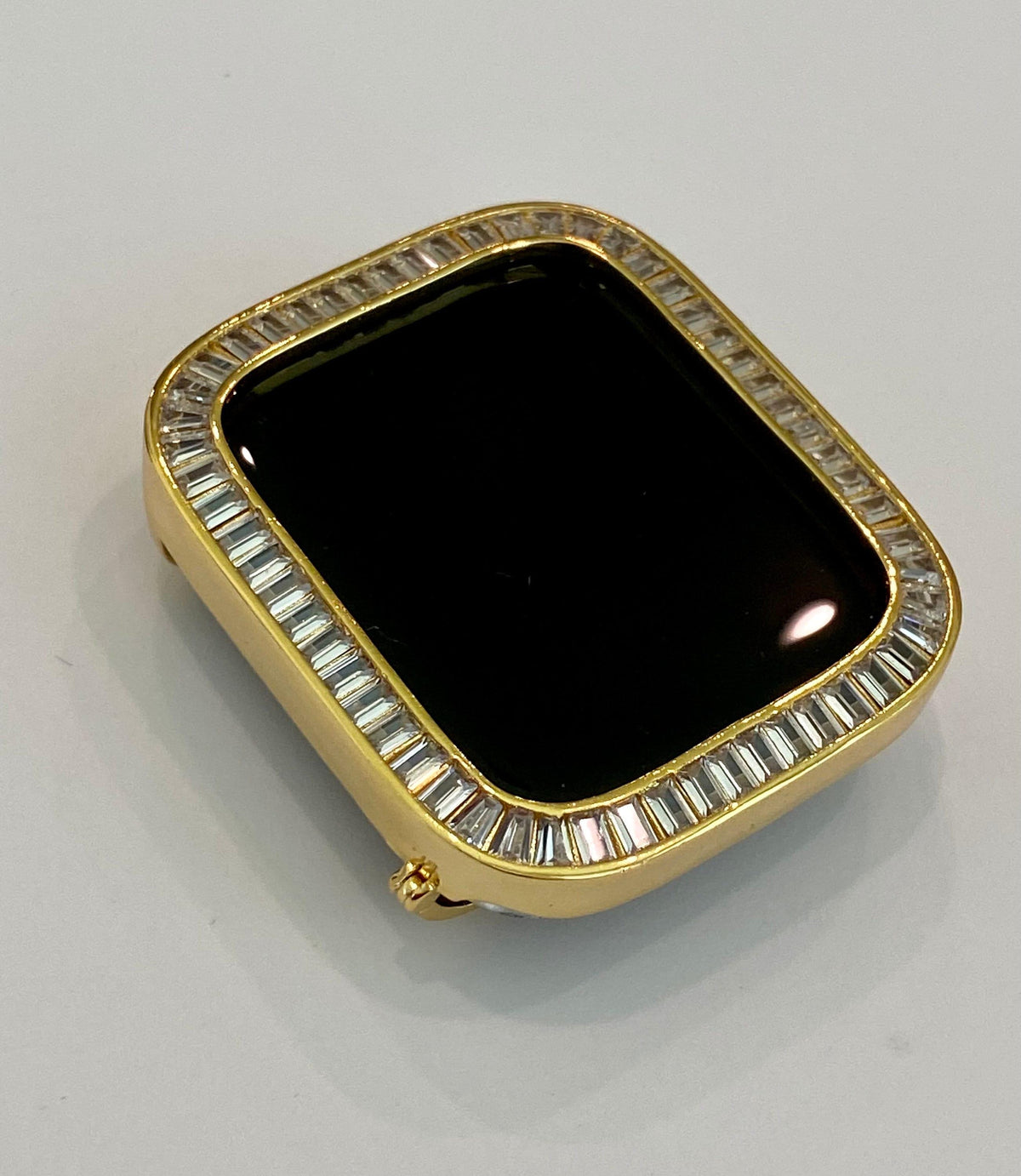 Yellow Gold Apple Watch Band Women Chain Link 38mm-45mm Ultra, Iwatch Phone band & or Apple Watch Case Lab Diamond Bezel Cover Minimalist