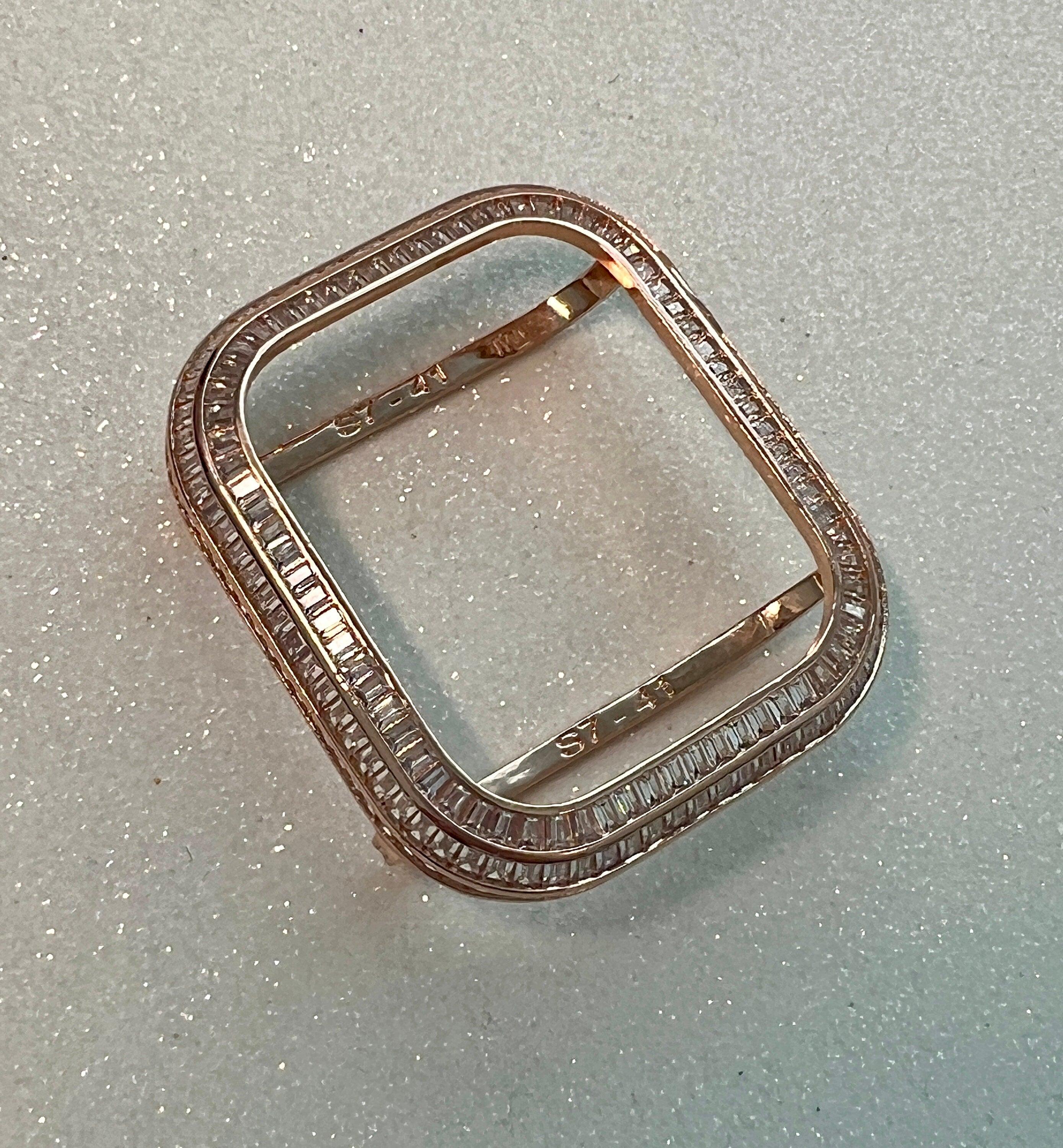 Minimalist Rose Gold Apple Watch Band Womens Bracelet, Iwatch Phone band & or Apple Watch Case Baguette Lab Diamond Bezel Iwatch Cover Gift