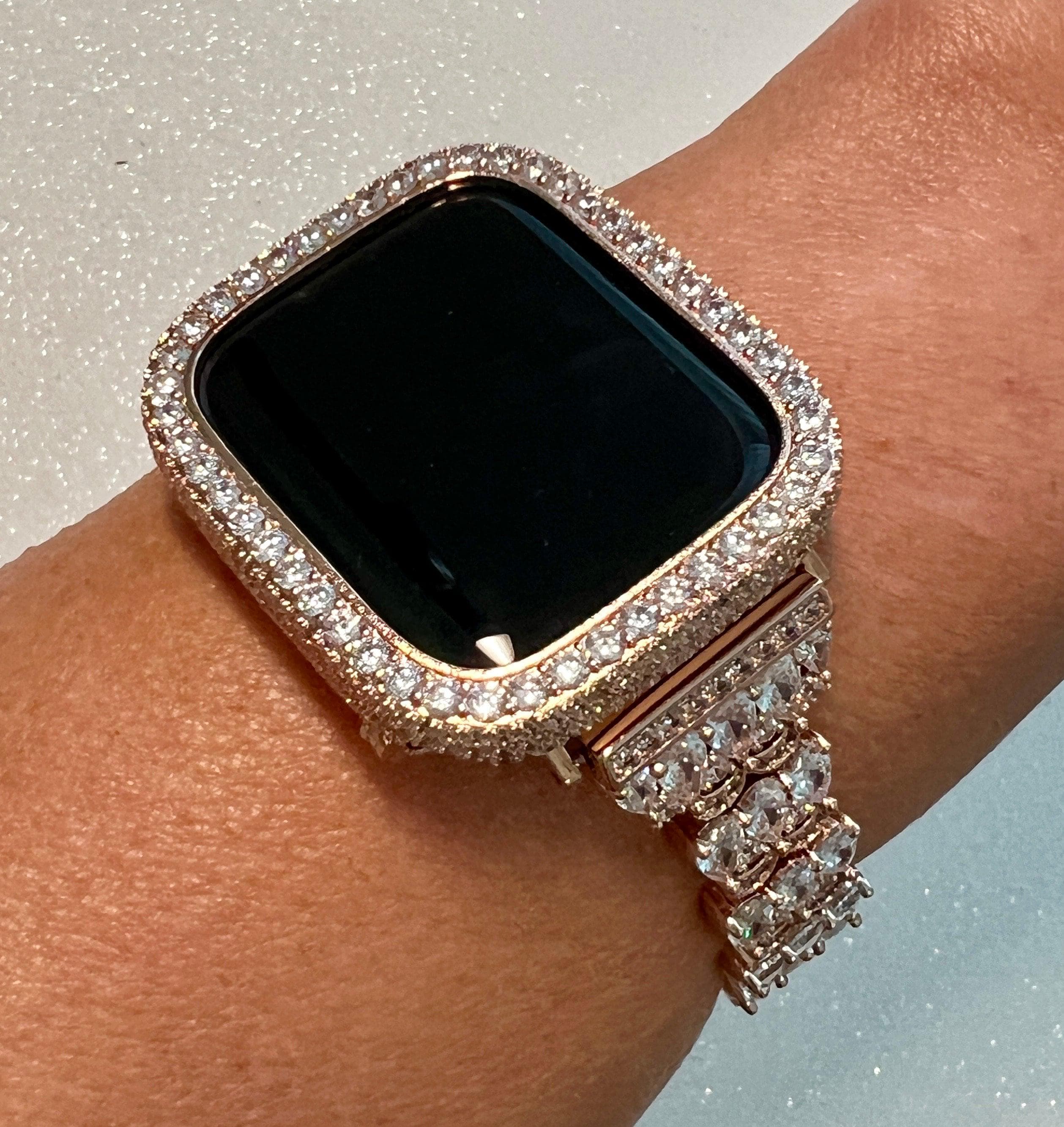Apple Watch Band Women Rose Gold Crystals & or Apple Watch Case Lab Diamond Bezel Apple Watch Case Iwatch Candy Bling 38-49mm