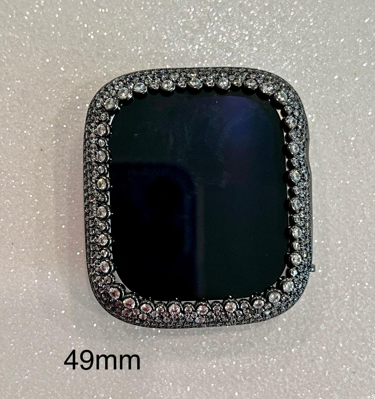 Apple Watch Band Womens Black Crystal & or Apple Watch Case with Lab Diamonds, Iwatch Candy Bling Cover 38mm-49mm Series 2-9 SE