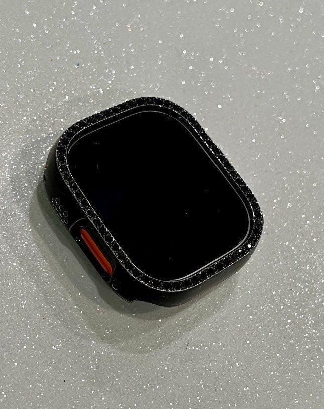 Ultra Black Apple Watch Band 49mm Stainless Steel & or Black Apple Watch Case Crystal Bezel Apple Watch Cover Iwatch Candy Bling