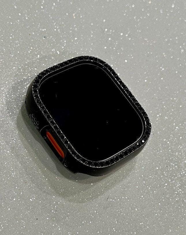 Ultra Black Apple Watch Band 49mm Stainless Steel & or Black Apple Watch Case Crystal Bezel Apple Watch Cover Iwatch Candy Bling
