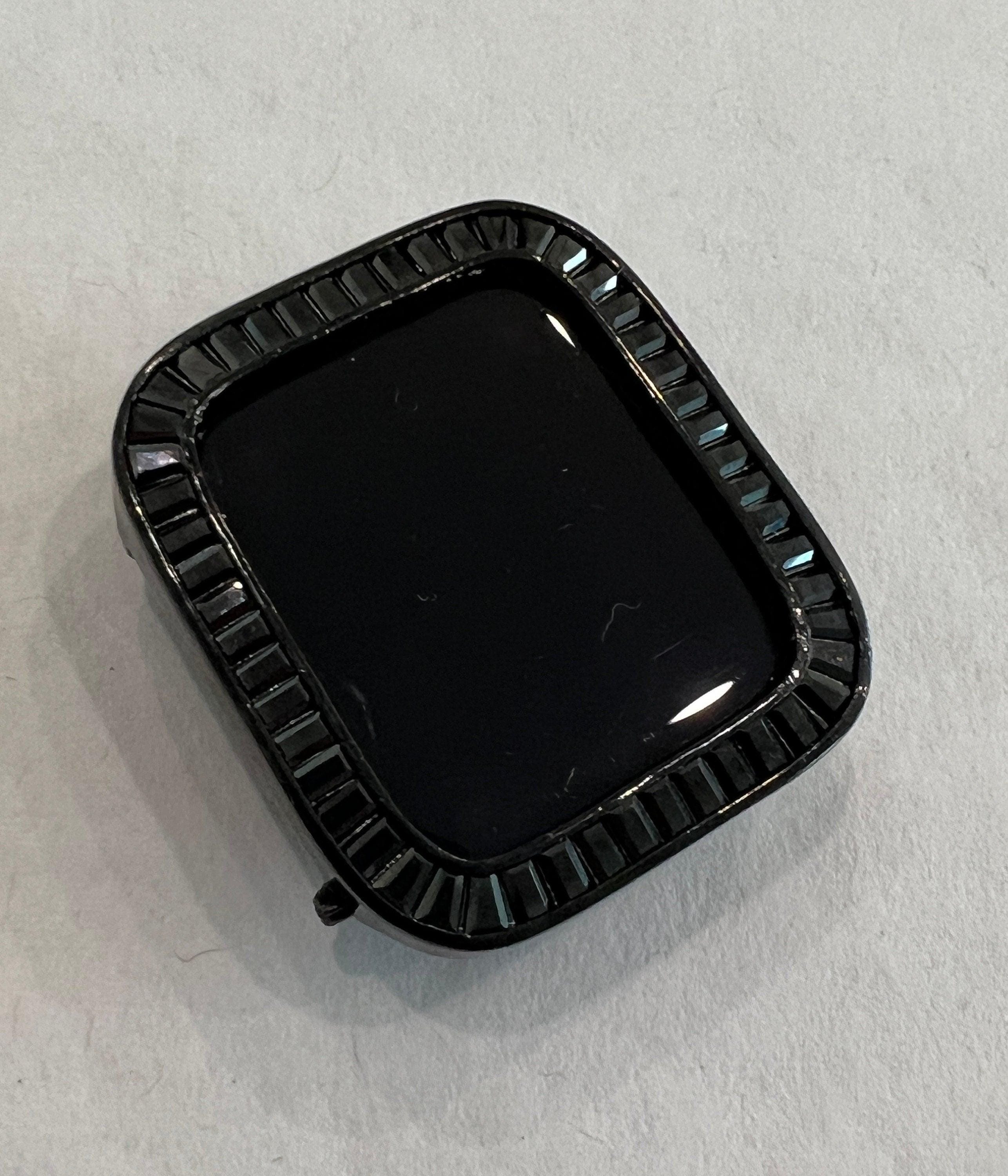 Sleek Black Apple Watch Band Bangle Bracelet Womens & or Custom Apple Watch Case Large Baguette Lab Diamonds Apple Watch Cover Iwatch Candy