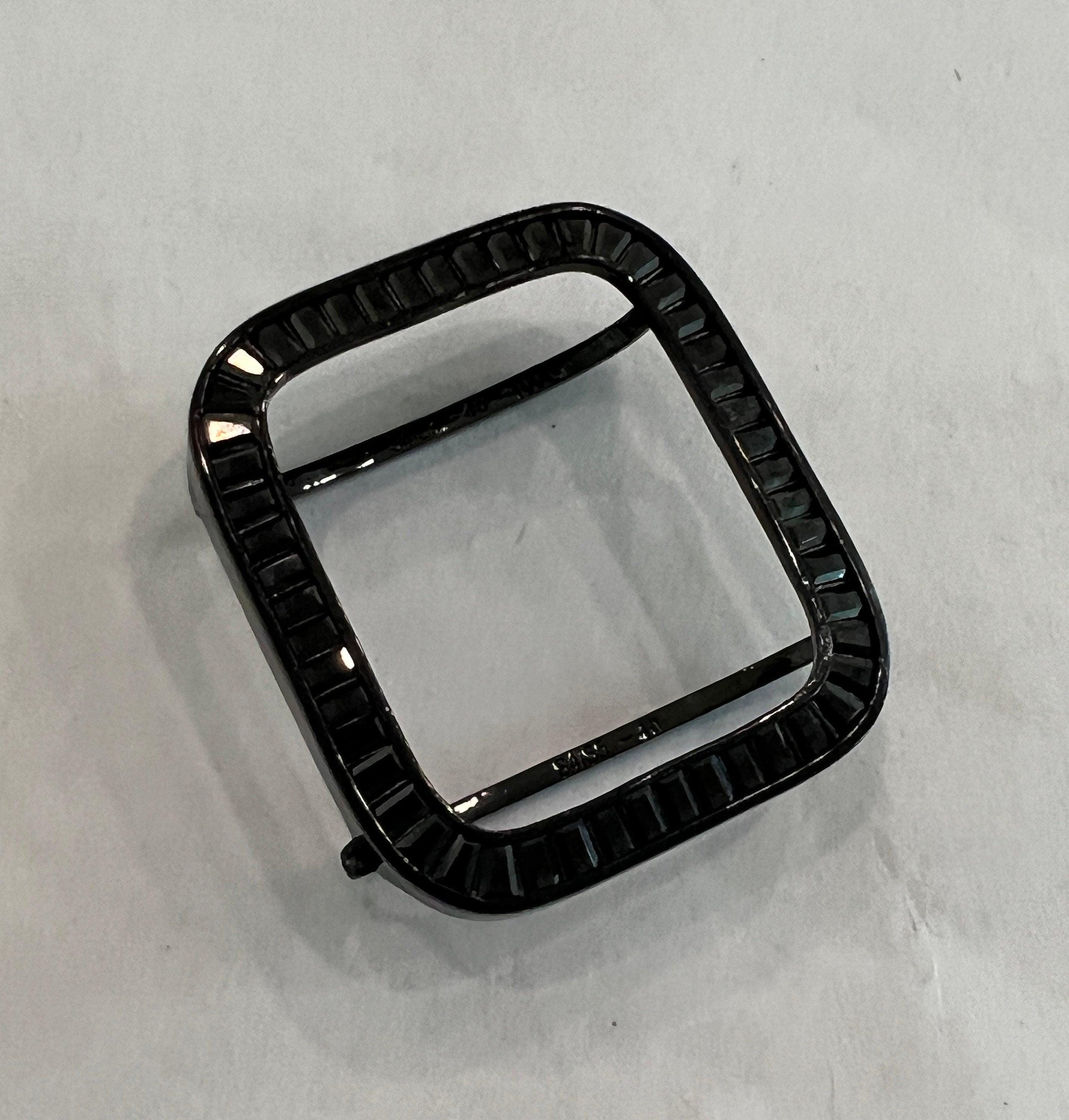 Sleek Black Apple Watch Band Bangle Bracelet Womens & or Custom Apple Watch Case Large Baguette Lab Diamonds Apple Watch Cover Iwatch Candy