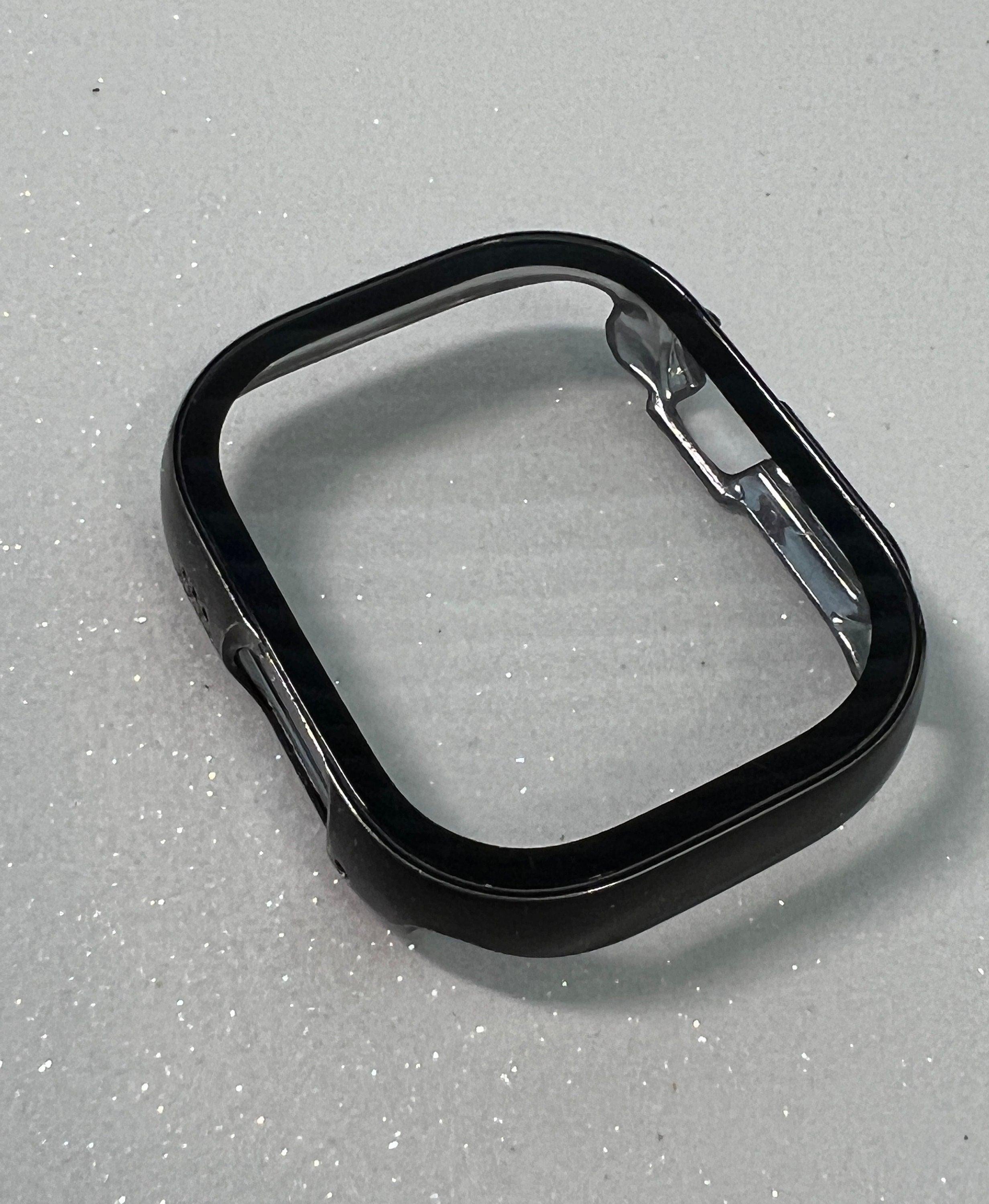 Apple Watch Band Black on Black 49mm Ultra Crystals & or Apple Watch Cover Tempered Glass Screen Protector Poly Carbonate Apple Watch Face