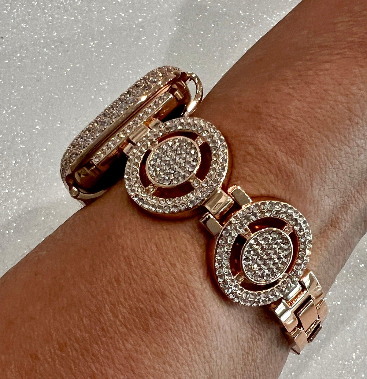 Apple Watch Band 49mm Ultra Women Rose Gold Pave Swarovski Crystals & or Apple Watch Cover Case Smartwatch Bumper Bling 38-45mm Iwatch Candy