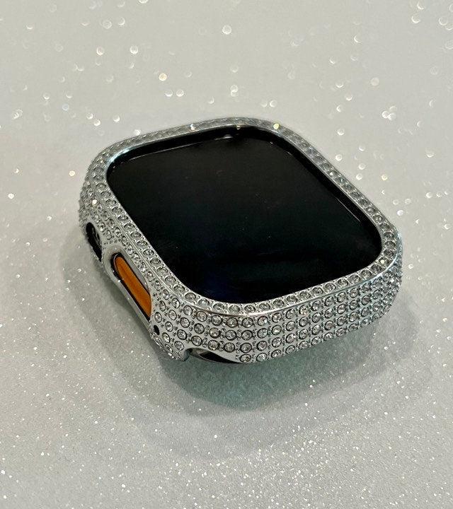 Custom Iwatch Candy Design for 49mm Ultra Apple Watch Cover Silver Swarovski Crystals Apple Watch Case Smartwatch Bumper Bling Series 8