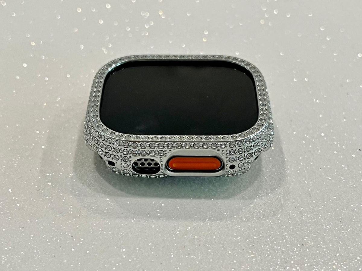 49mm Ultra Apple Watch Cover Silver Crystals Apple Watch Case Smartwatch Bumper Bling Series 8