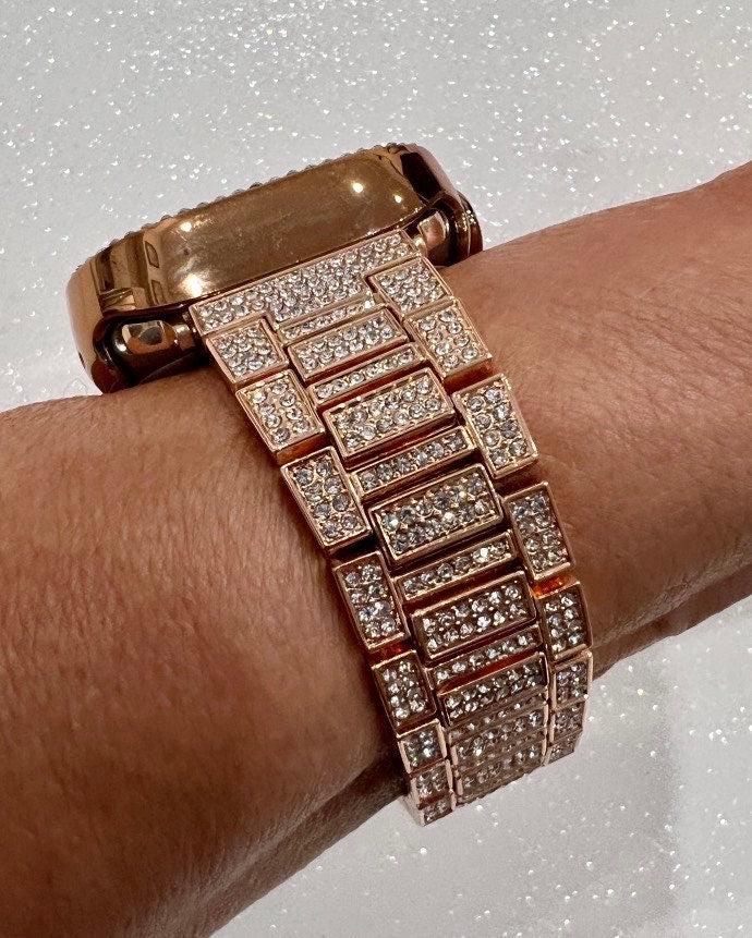 49mm Ultra Apple Watch Band Rose Gold Pave Crystal Band 41mm 45mm & or Crystal Iphone Cover, Apple Watch Case Bling