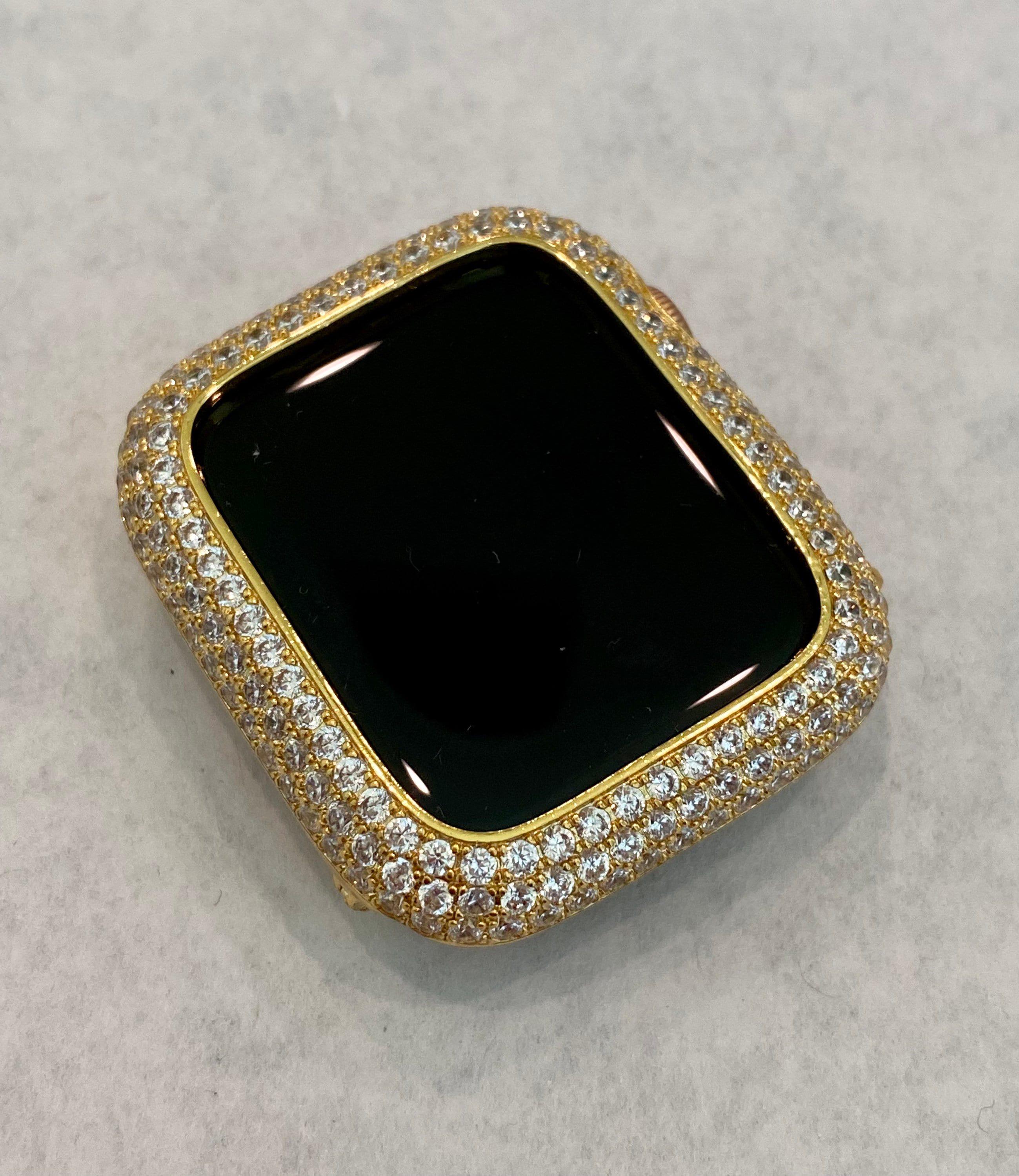 Pave Apple Watch Band Gold Crystals 38mm-49mm Ultra & or Apple Watch Cover Lab Diamond Bezel Apple Watch Case Iwatch Candy Bling