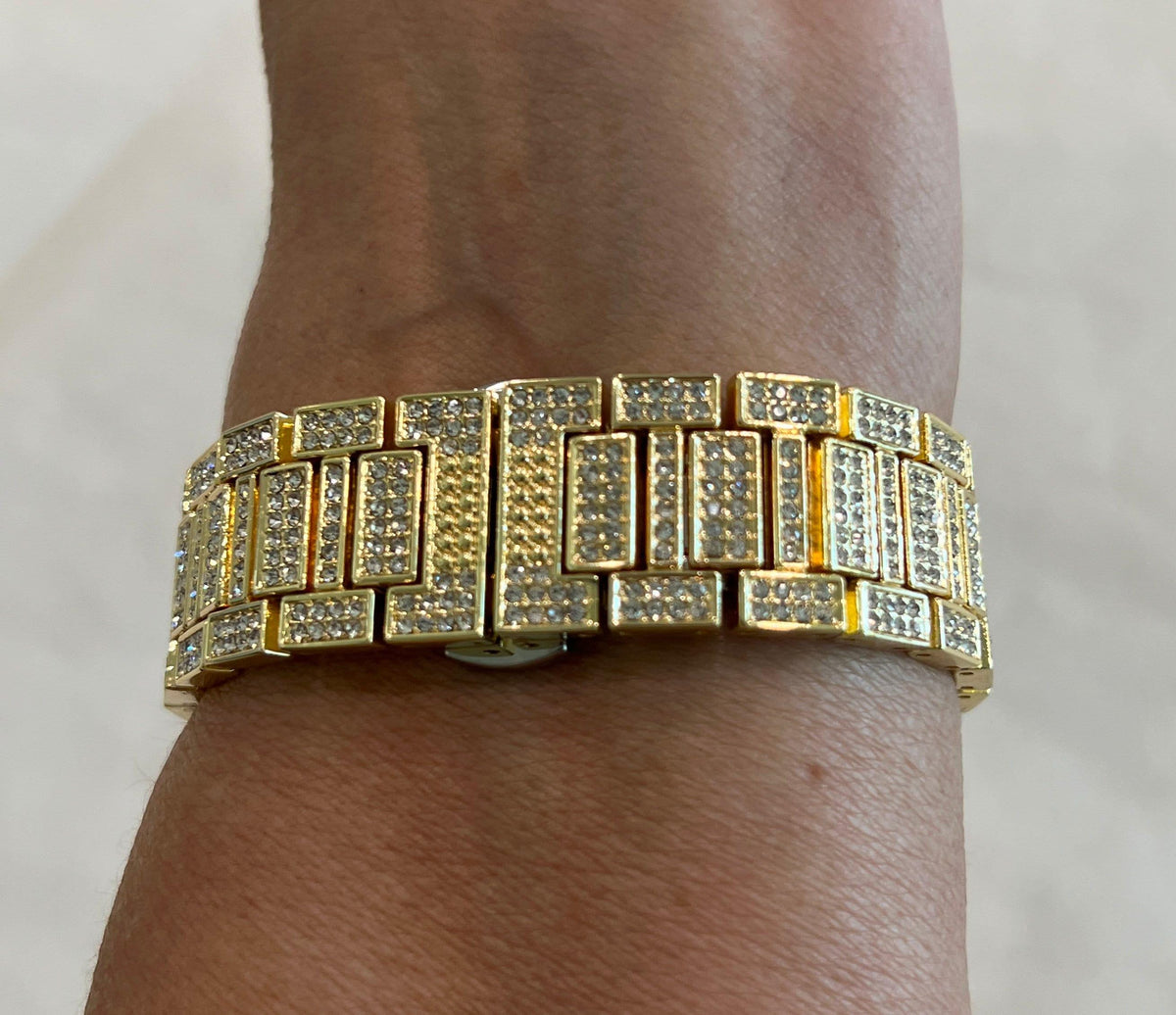 Pave Apple Watch Band Gold Crystals 38mm-49mm Ultra & or Apple Watch Cover Lab Diamond Bezel Apple Watch Case Iwatch Candy Bling