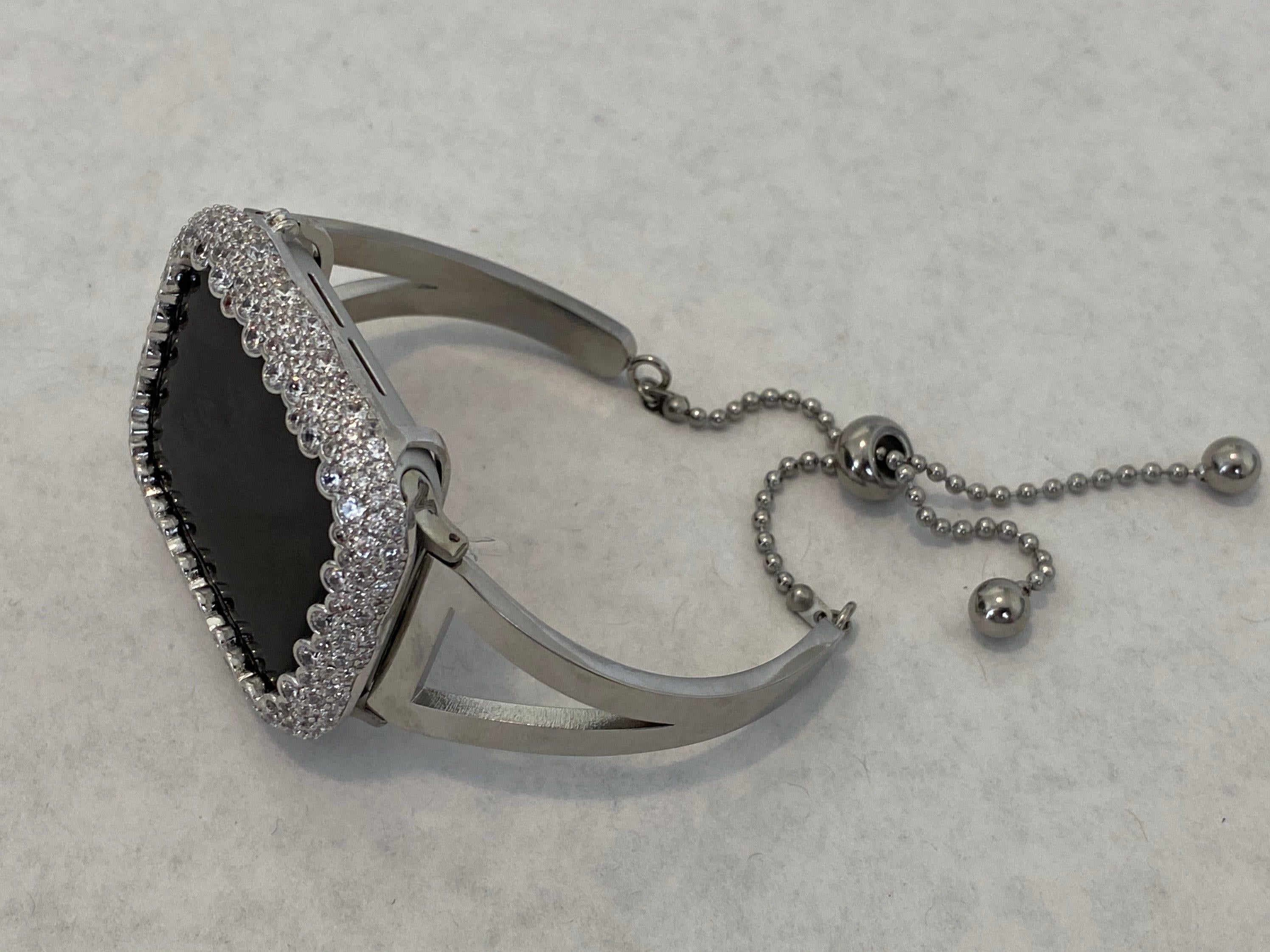 Apple Watch Band Silver Bracelet Bangle and or Apple Watch Cover Lab Diamond Bezel Iwatch Bumper Case sb1