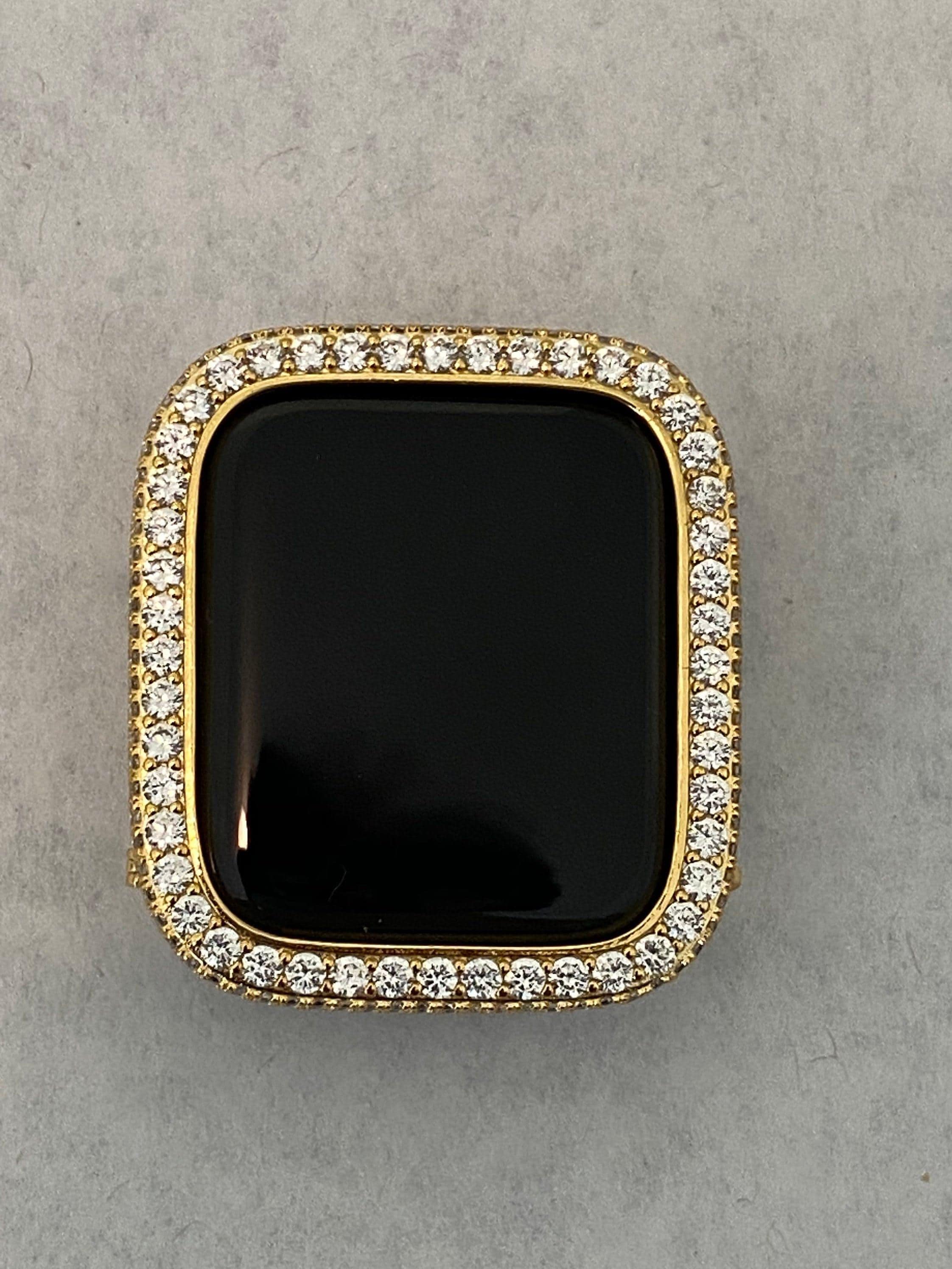 Apple Watch Cover Gold Lab Diamond Bezel Apple Watch Case 38m-49mm Ultra Smartwatch Bumper Iwatch Candy Bling Series 2-9