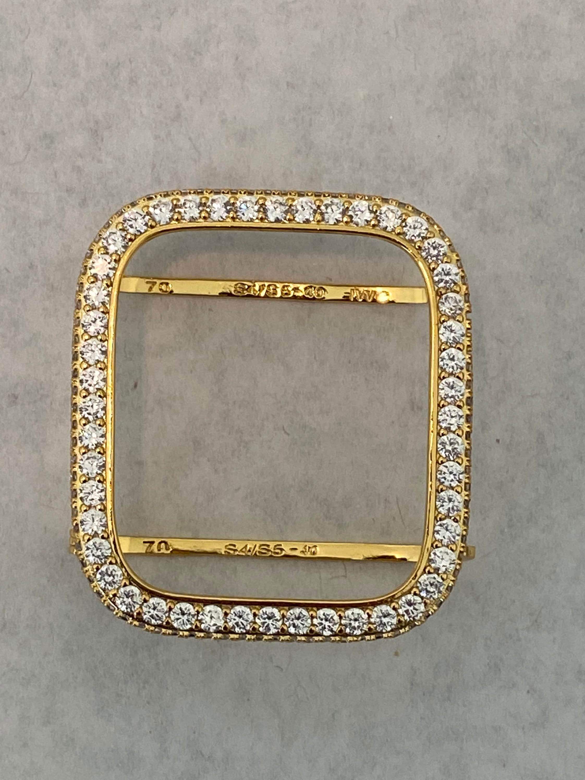 Apple Watch Cover Gold Lab Diamond Bezel Apple Watch Case 38m-49mm Ultra Smartwatch Bumper Iwatch Candy Bling Series 2-9