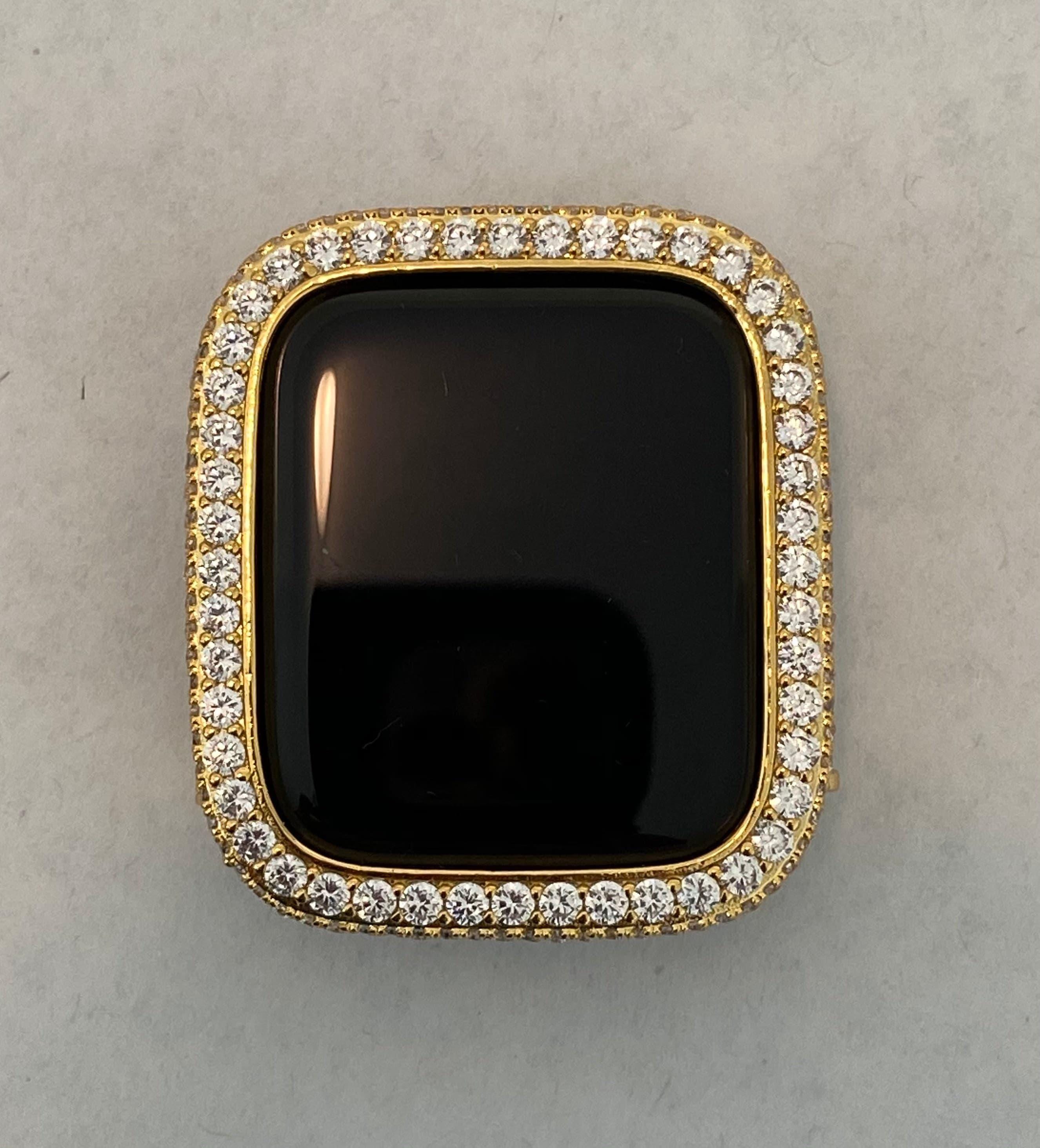 Series 1-8 Apple Watch Band Gold 41mm 45mm 49mm Ultra & or Lab Diamond Bezel Case Cover 38 40 42 44mm for Smartwatch Bumper Bling