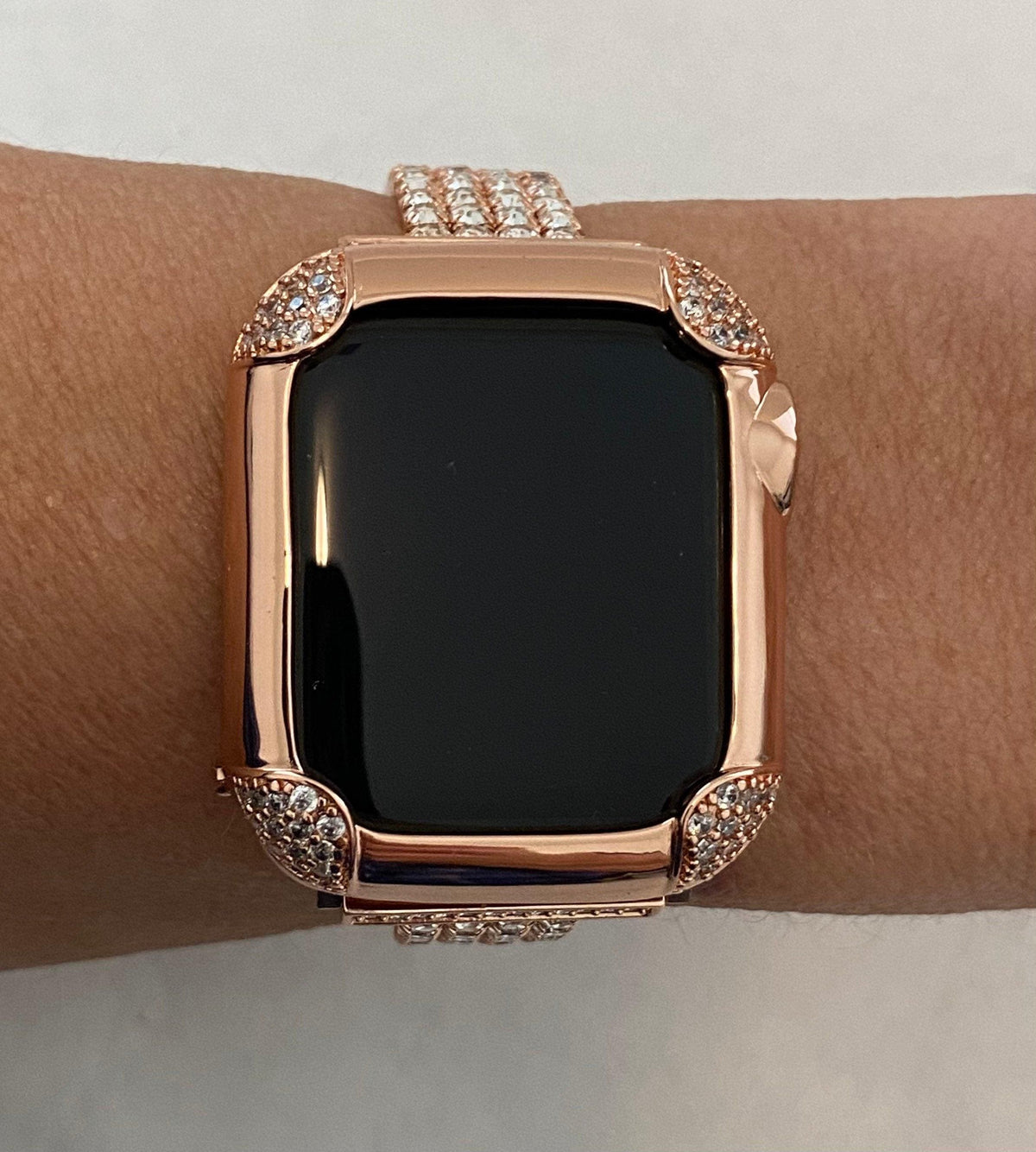 Rose Gold Apple Watch Band Women Swarovski Crystals & or Apple Watch Cover Pave Lab Diamond Bezel Iwatch Case Iphone Watch Apple Watch Bezel