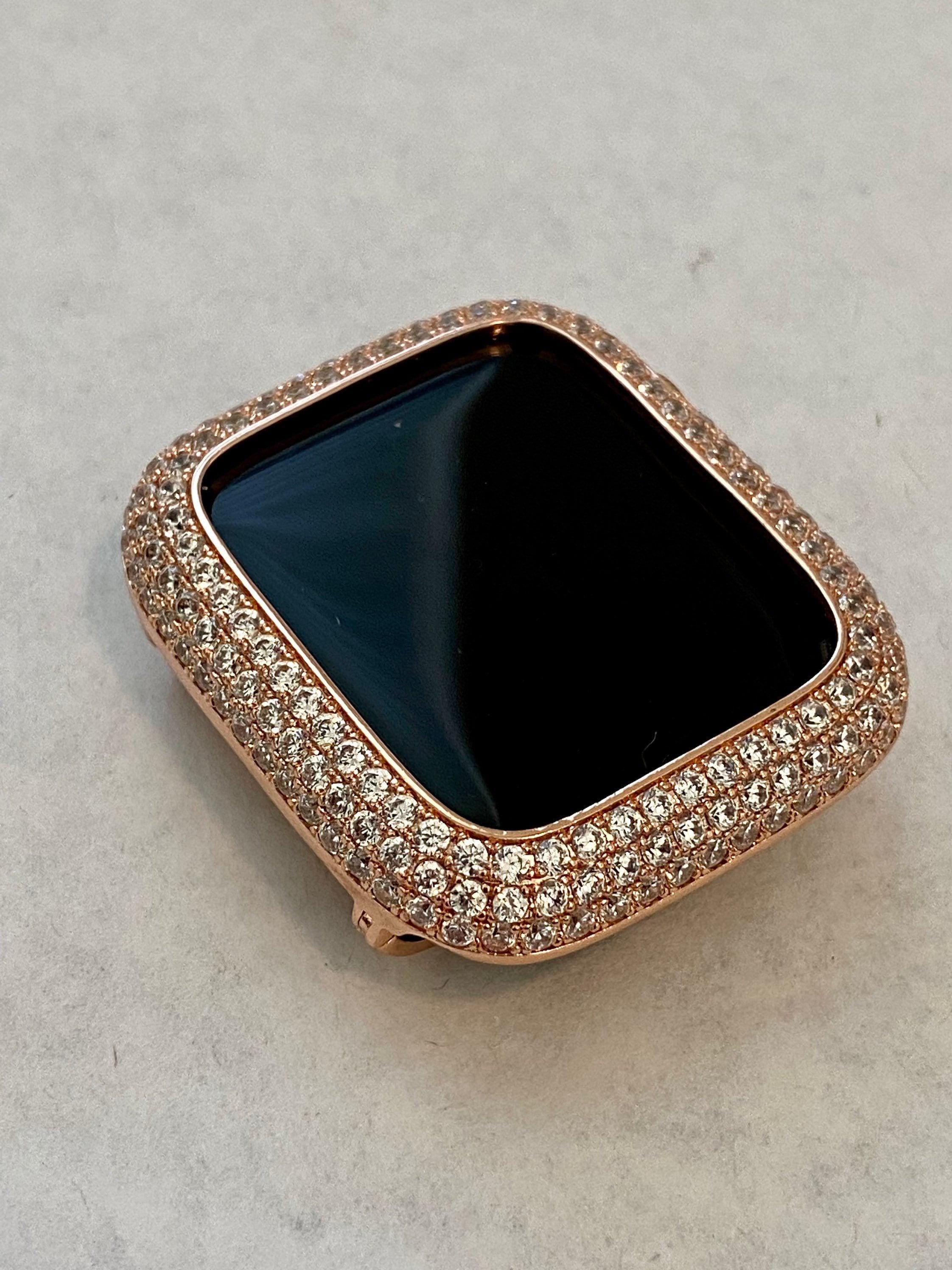 Designer Apple Watch Band Women 41mm 45mm 49mm Ultra Rose Gold Swarovski Crystal & or Lab Diamond Bezel Apple Watch Cover Smartwatch Bumper
