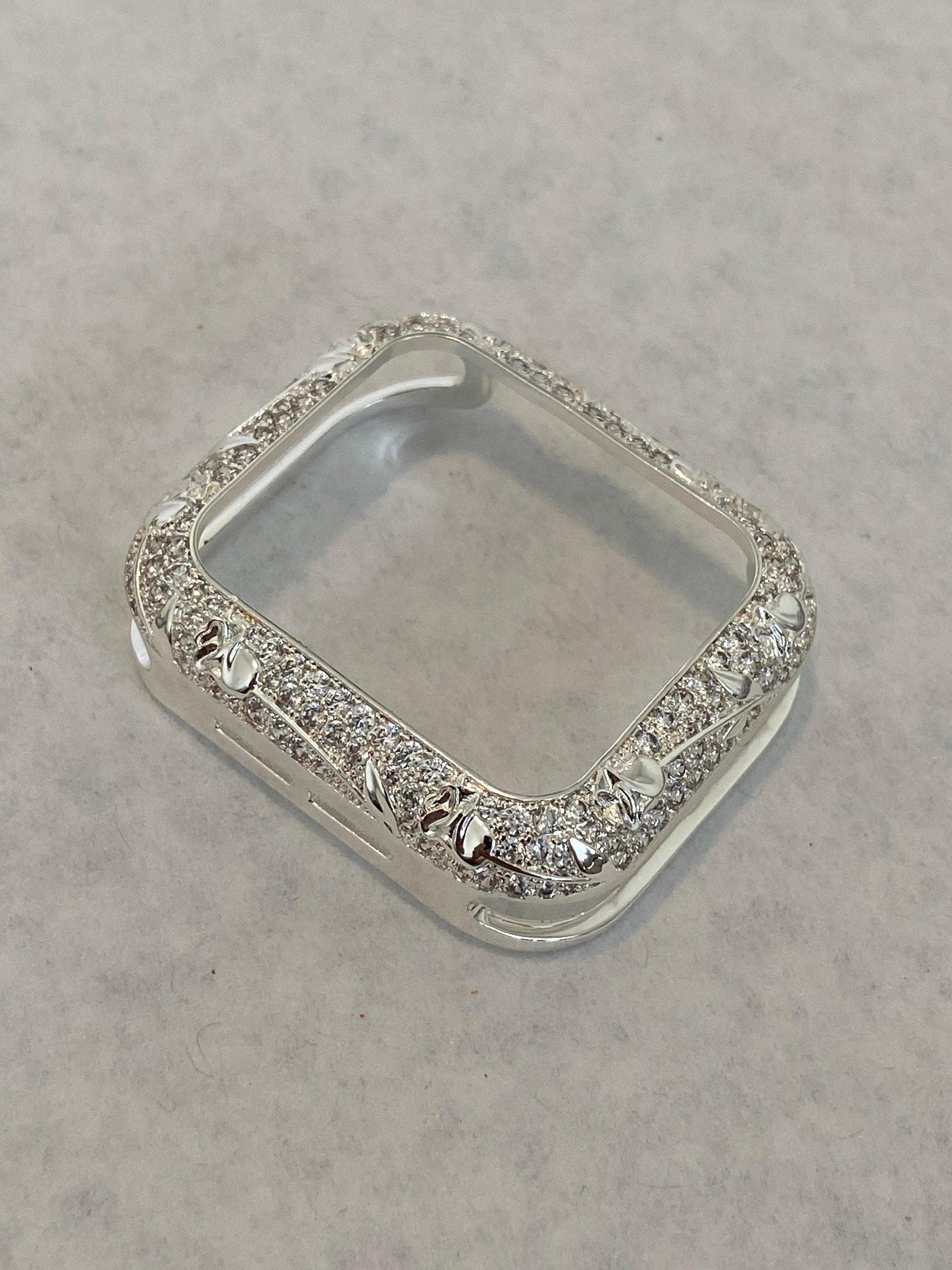Apple Watch Bezel Cover Silver Cover Floral Design Crystal Smartwatch Bumper 38mm 40mm 41mm 42mm 44mm 45mm Series 2-9 SE