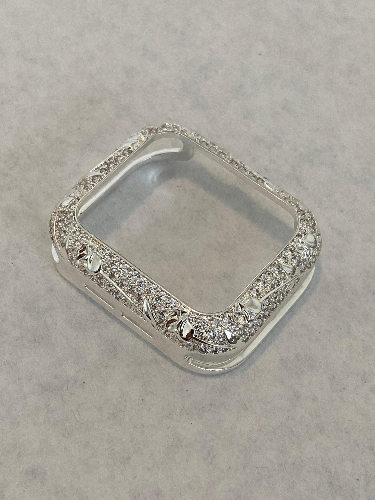 Apple Watch Bezel Cover Silver Cover Floral Design Crystal Smartwatch Bumper 38mm 40mm 41mm 42mm 44mm 45mm Series 2-9 SE