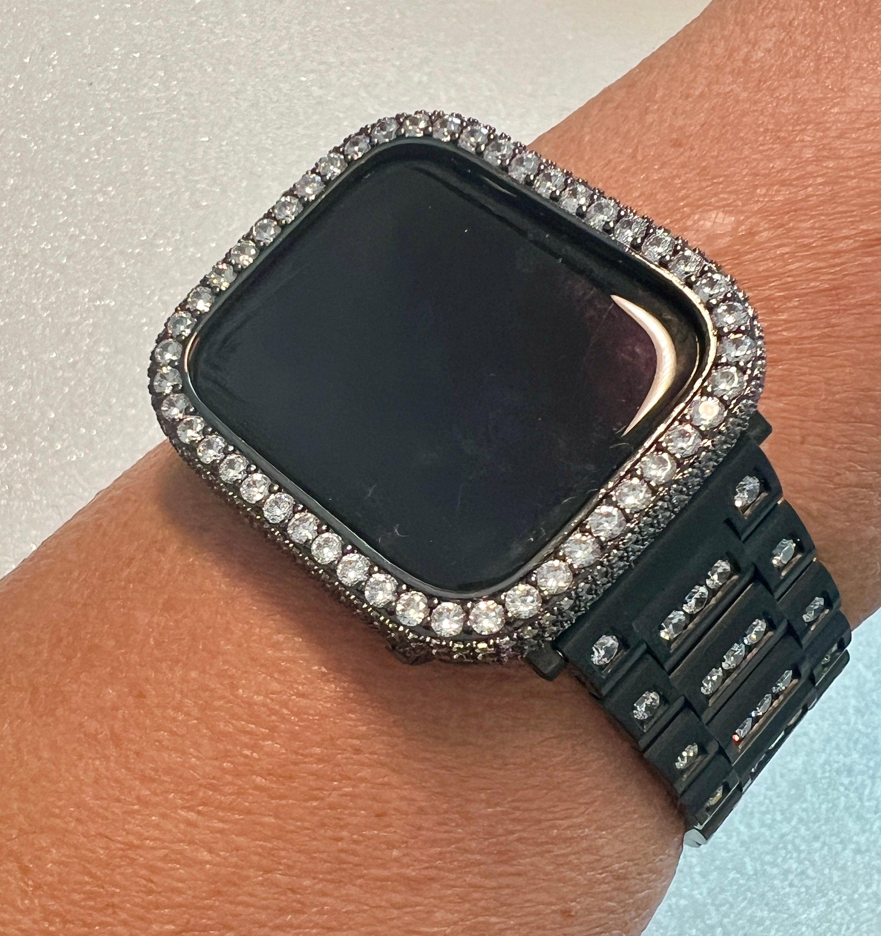 Apple Watch Band Black Swarovski Crystal Stainless Steel & or Apple Watch Cover Lab Diamond Bezel Apple Watch Case Iwatch Candy Bling 38-49