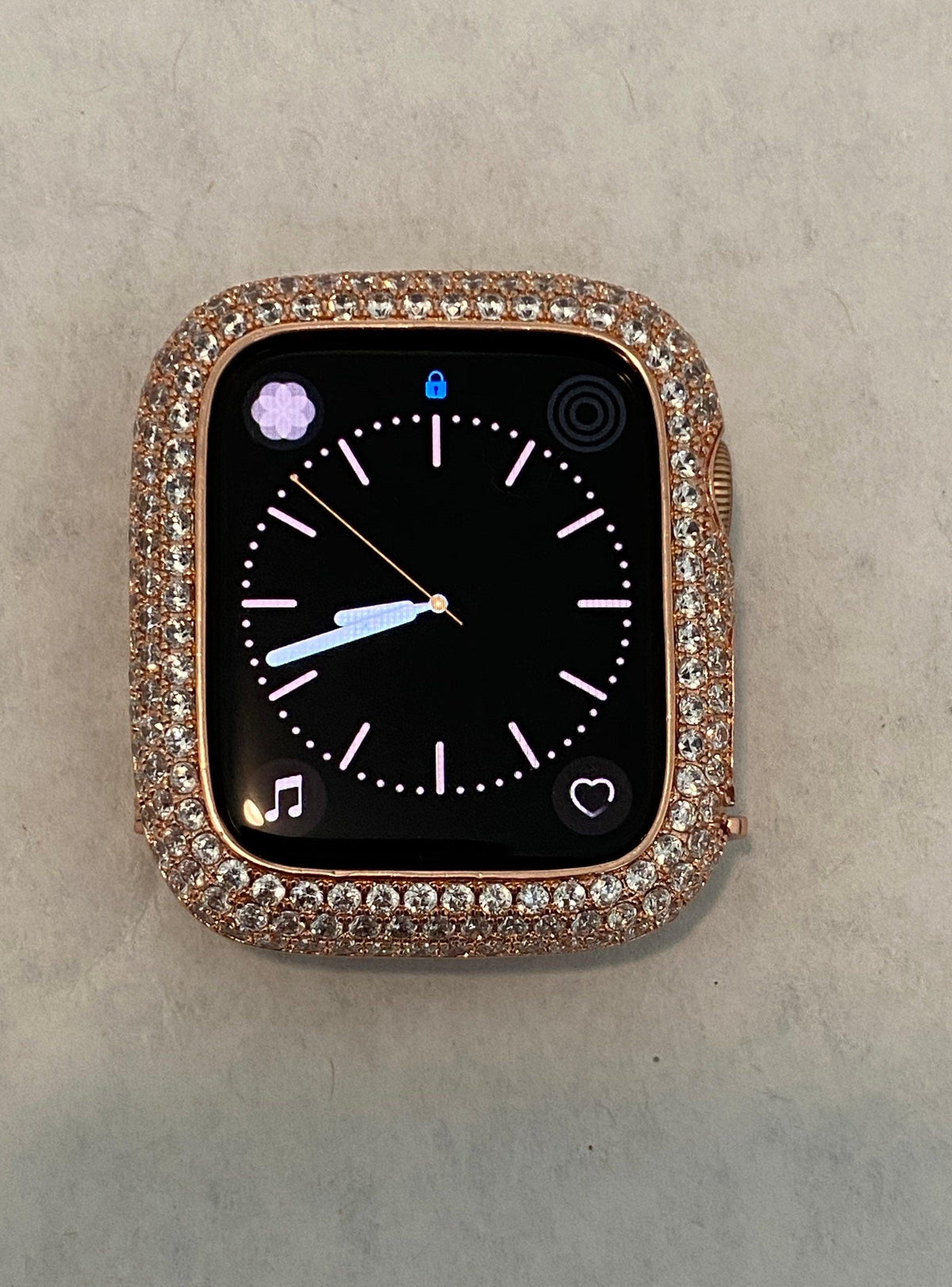 Rose Gold Apple Watch Band Womens Swarovski Crystal Iphone Watch Bracelet & or Apple Watch Case Lab Diamond Bezel Cover 38mm-49mm Ultra