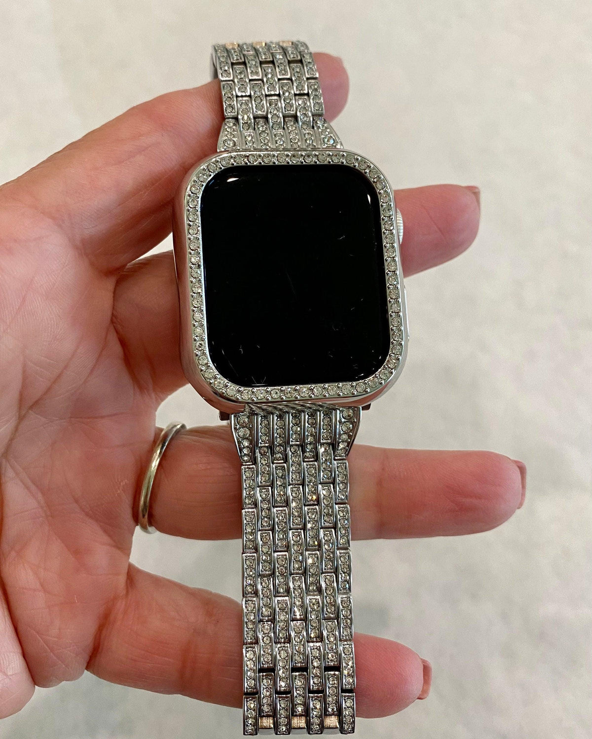 41mm 45mm 49mm Apple Watch Band Series 7-8 Ultra Silver Swarovski Crystals & or Apple Watch Case Bling for Iphone Watch Iwatch Candy