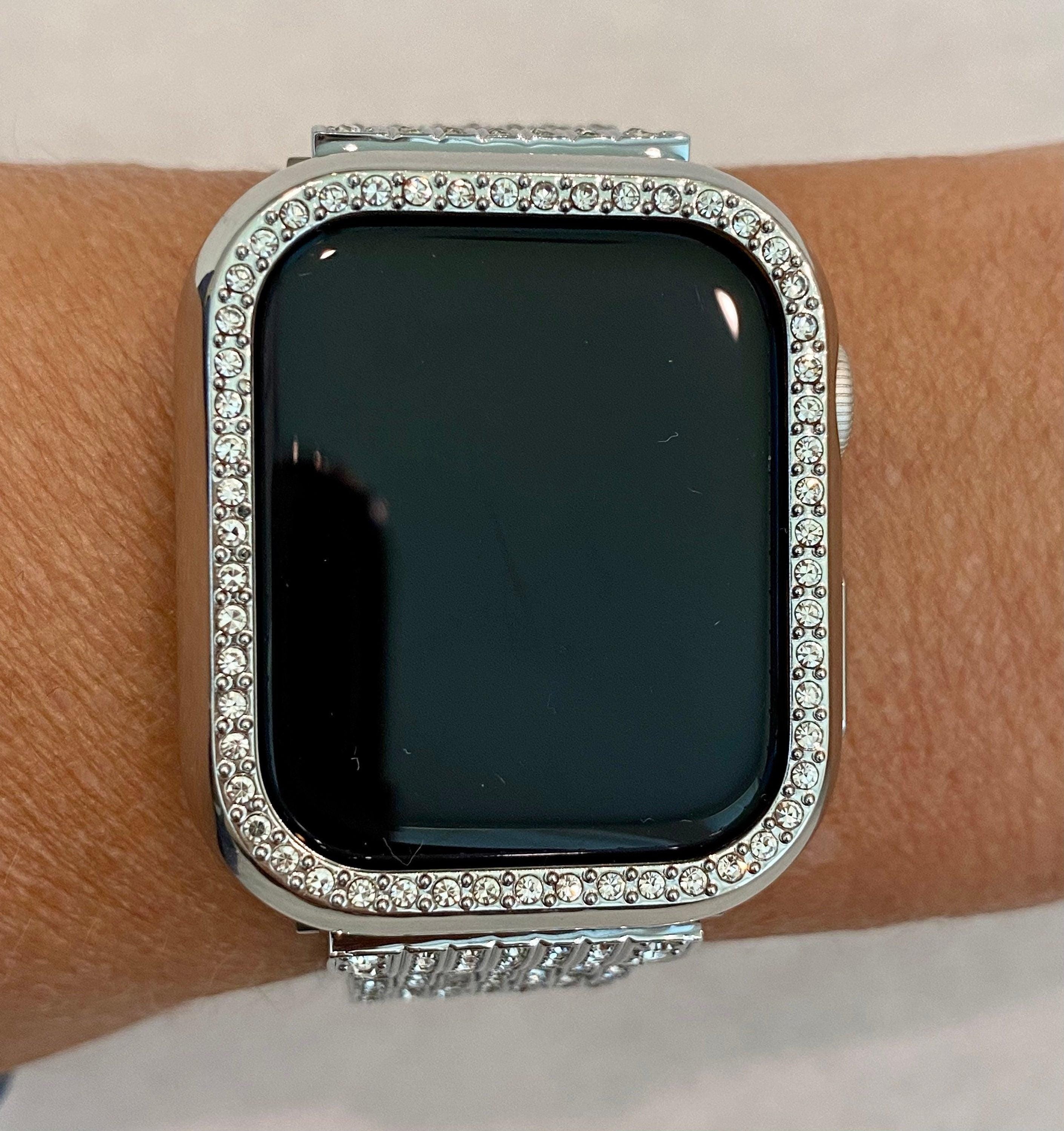 41mm 45mm 49mm Apple Watch Band Series 7-8 Ultra Silver Swarovski Crystals & or Apple Watch Case Bling for Iphone Watch Iwatch Candy
