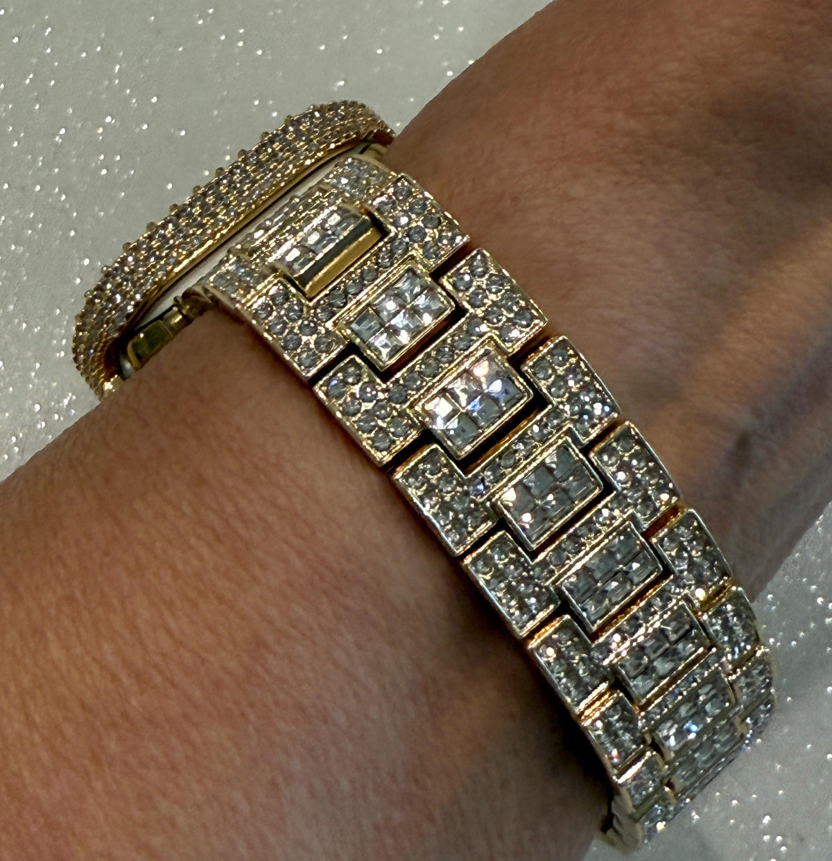 Gold Apple Watch Band Pave Stainless Steel Swarovski Crystal & or Apple Watch Case Lab Diamond Smartwatch Apple Watch Cover Bling 38mm-49mm