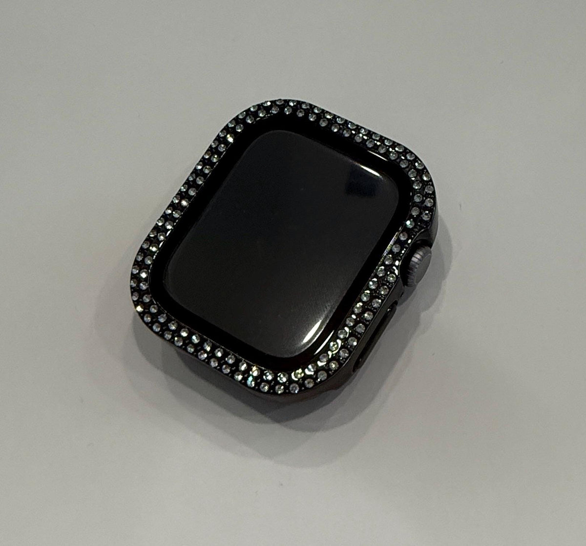 Series 12 Apple Watch Band 42mm 46mm Black Pave Swarovski Crystal & or Crystal Apple IWatch Cover with built in Glass Screen Protector