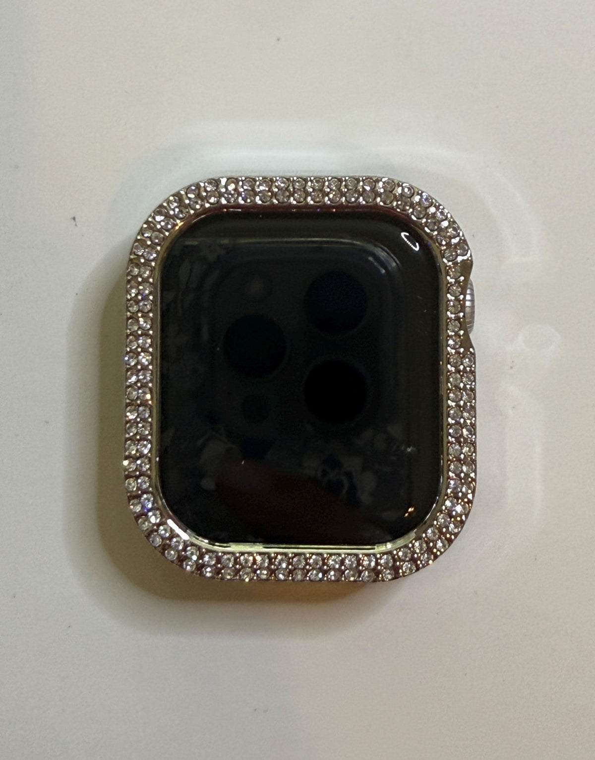 Silver Apple Watch Band Women, Stainless Steel Crystal Bling Band, Apple Watch Cover, Tempered Glass Screen Protector, Series 12 38mm-49mm