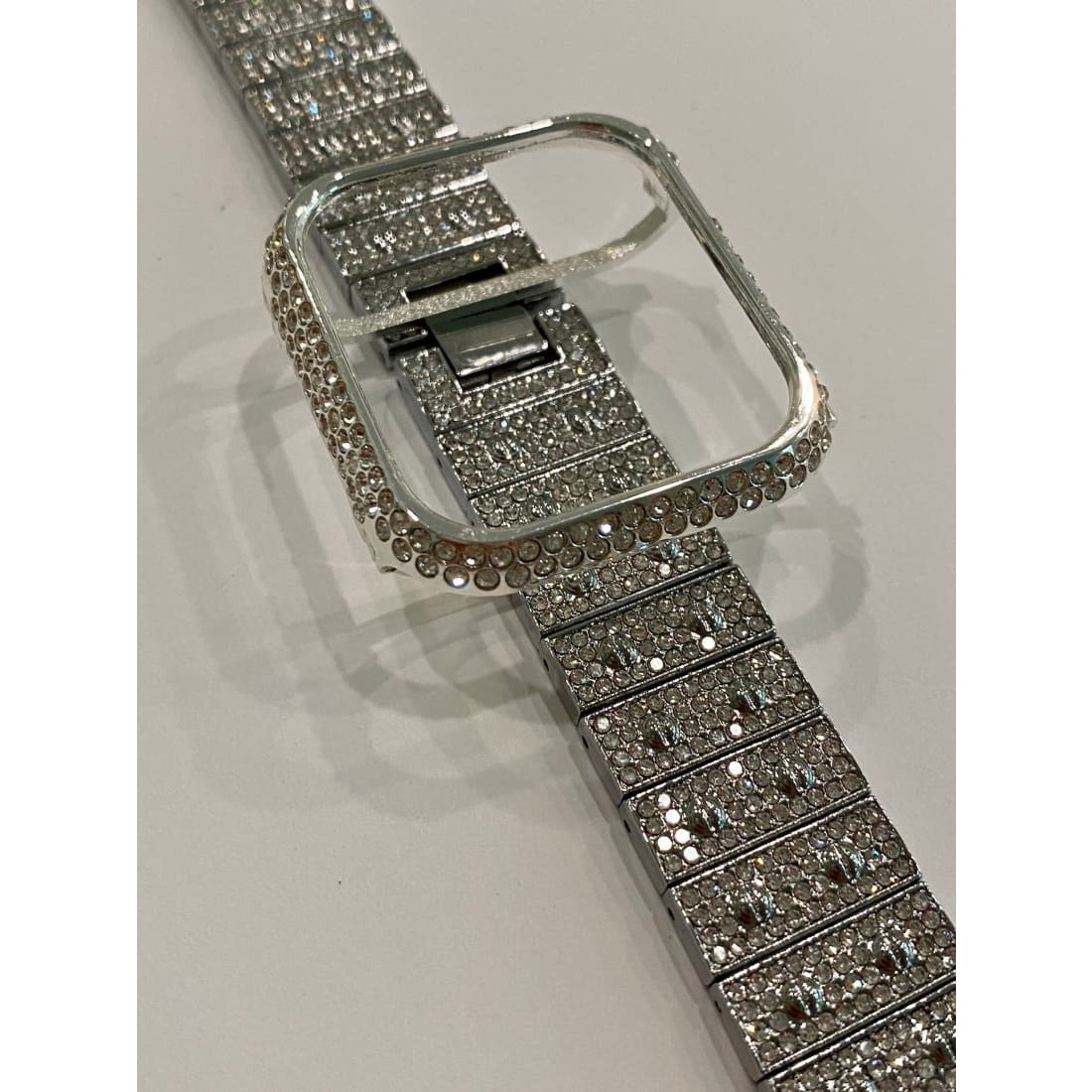 New Series 8 Apple Watch Band 41mm 45mm Silver Swarovski Crystals & or Apple Watch Case Cover Stainless Steel Bling Series 7 - 41mm apple