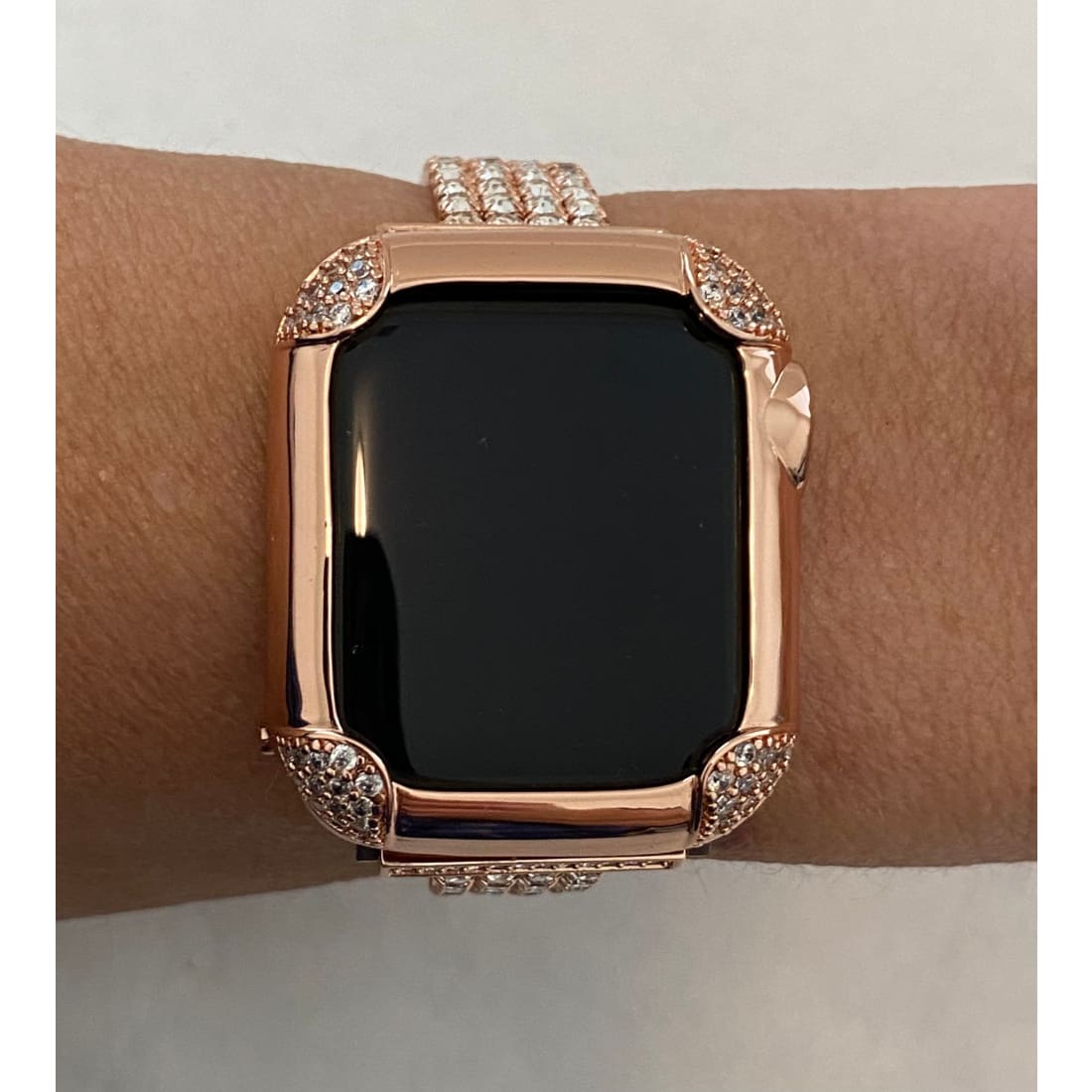 Rose Gold Apple Watch Band Women 38 40 42 44mm & or Pave Lab Diamond Bezel Case for Iwatch - apple watch, apple watch band, apple watch band
